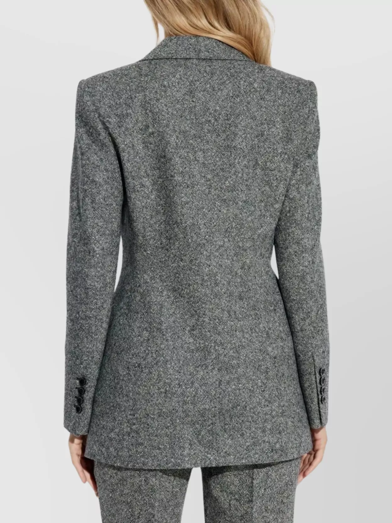 Dolce & Gabbana Tweed Jacket With Flap Pockets And Peak Lapels In Gray