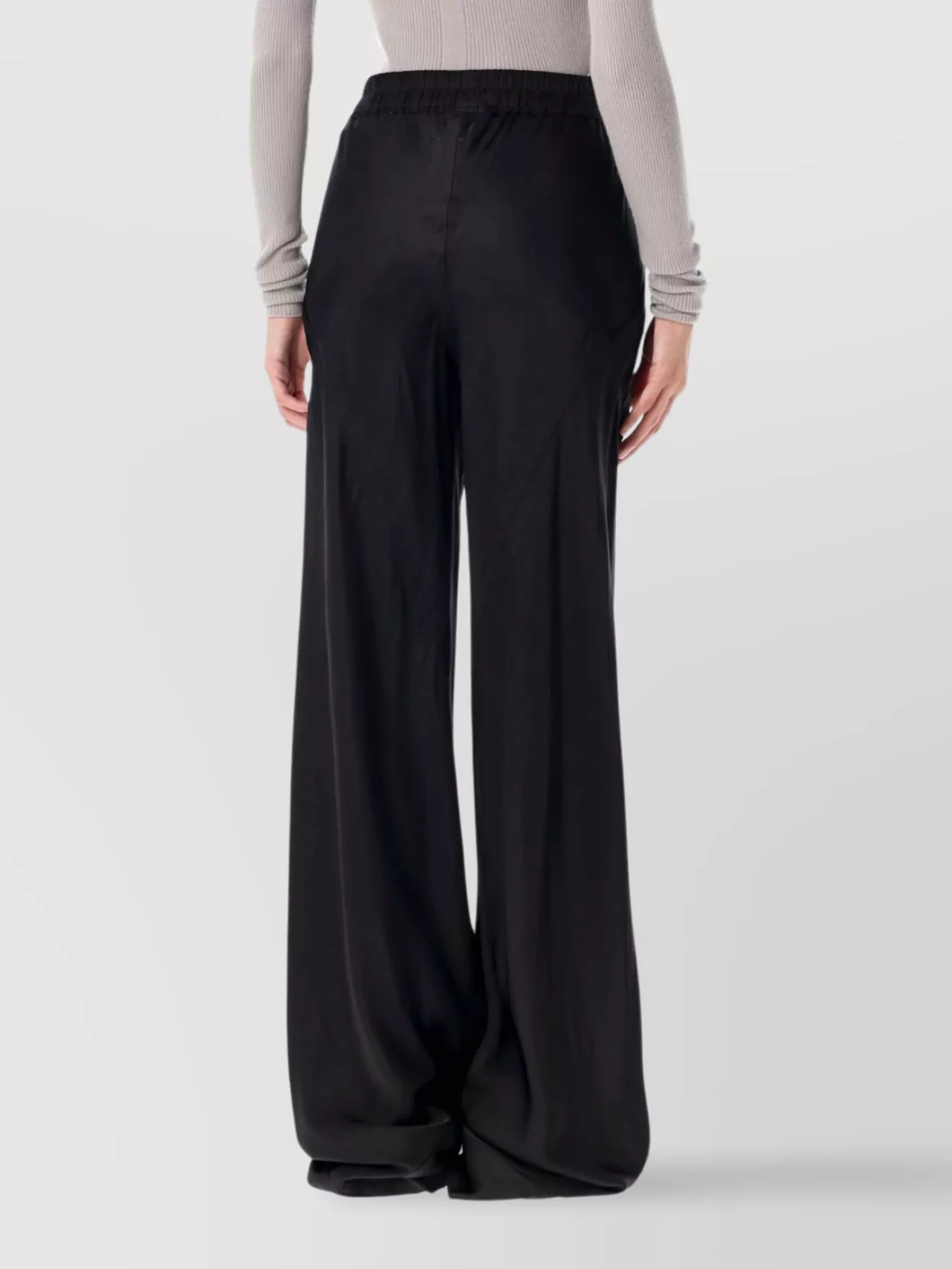 Rick Owens Bias Drawstring Trousers Featuring Elastic Waistband In Black