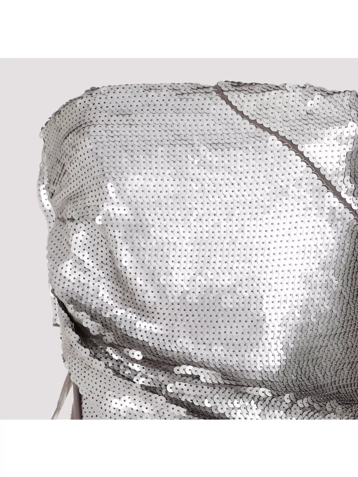 Rick Owens Long Strapless Silk Top Sequinned In Silver