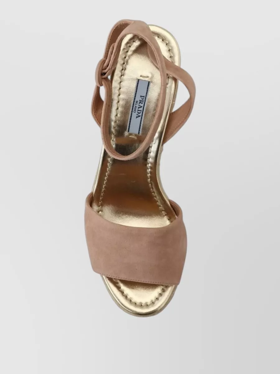 Prada Suede Leather Ankle Strap Espadrille Sandals