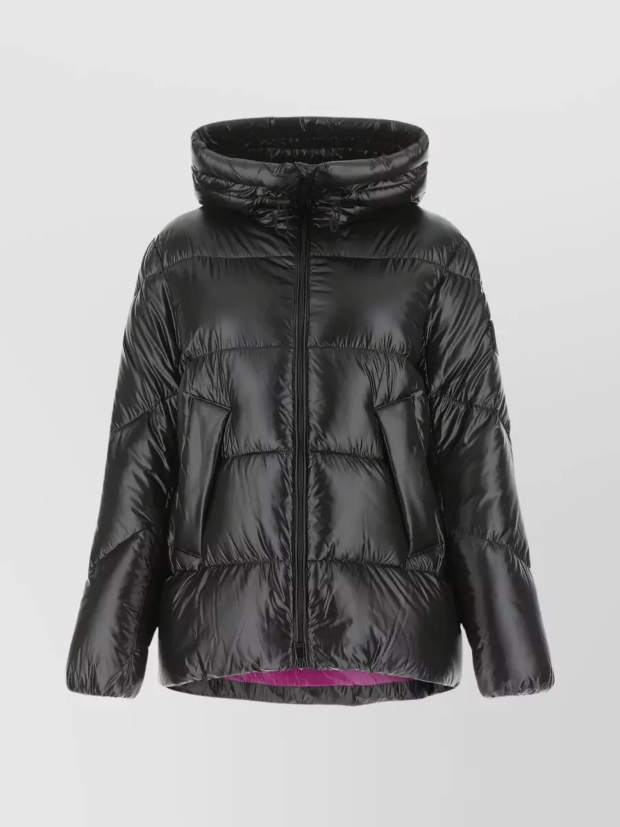 Shop Tatras Nylon Hooded Down Jacket With Quilted Texture In Black