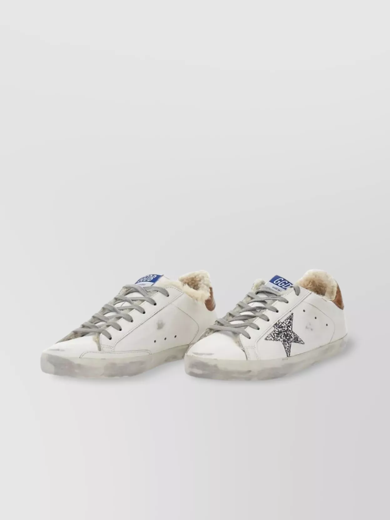 Golden Goose Sneakers Distressed Leather Glitter Star In White