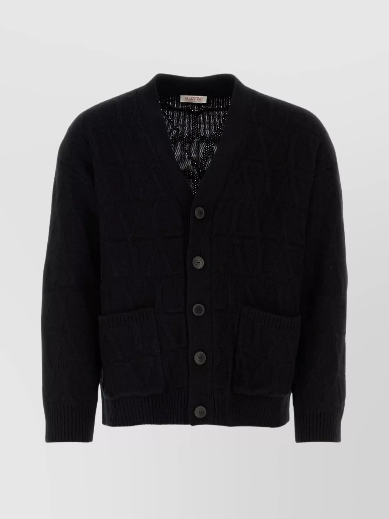 Shop Valentino Textured Wool Cardigan With Embroidered Motif