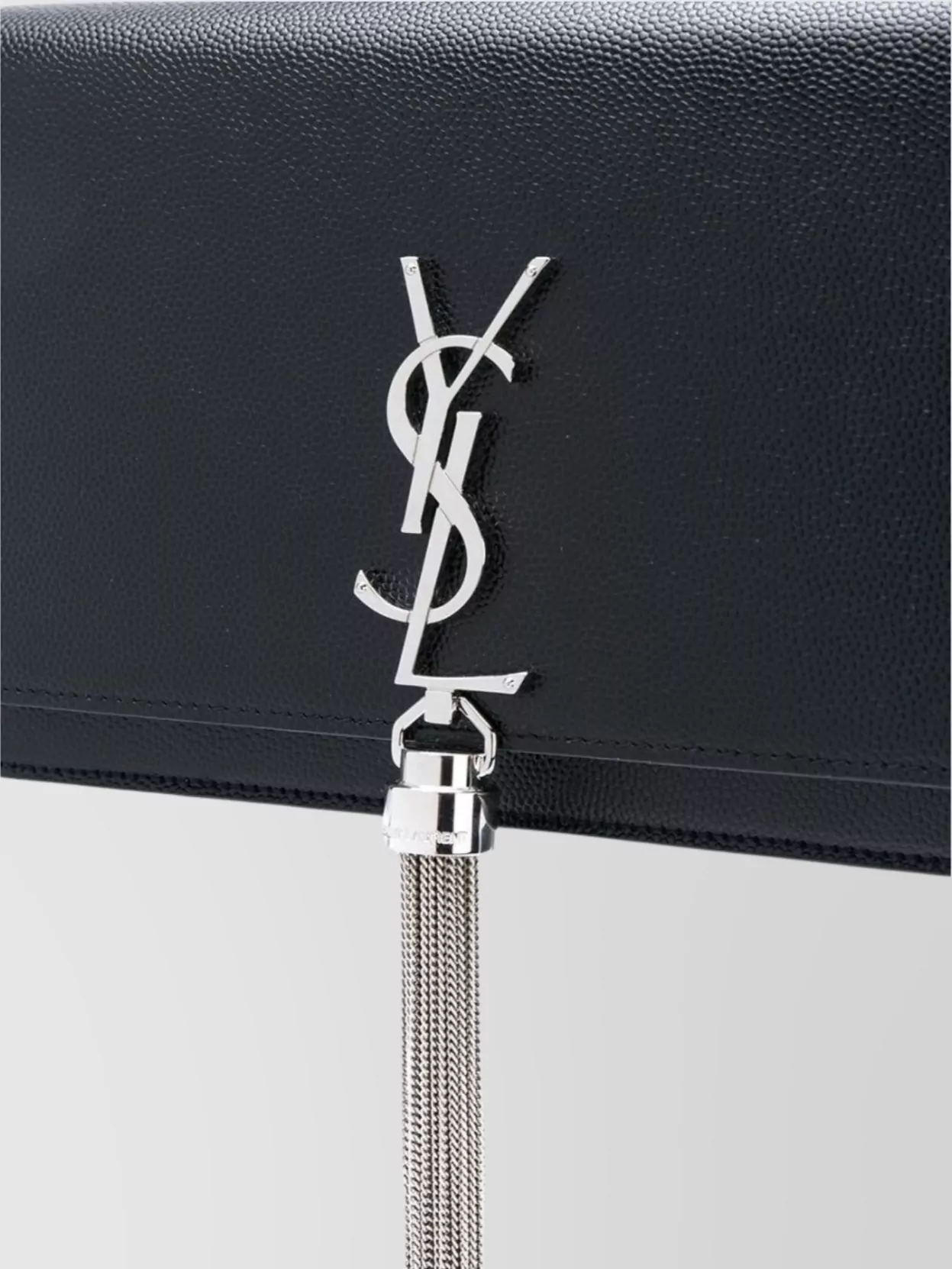Saint Laurent Leather Chain Strap Foldover Tassel Top Grain