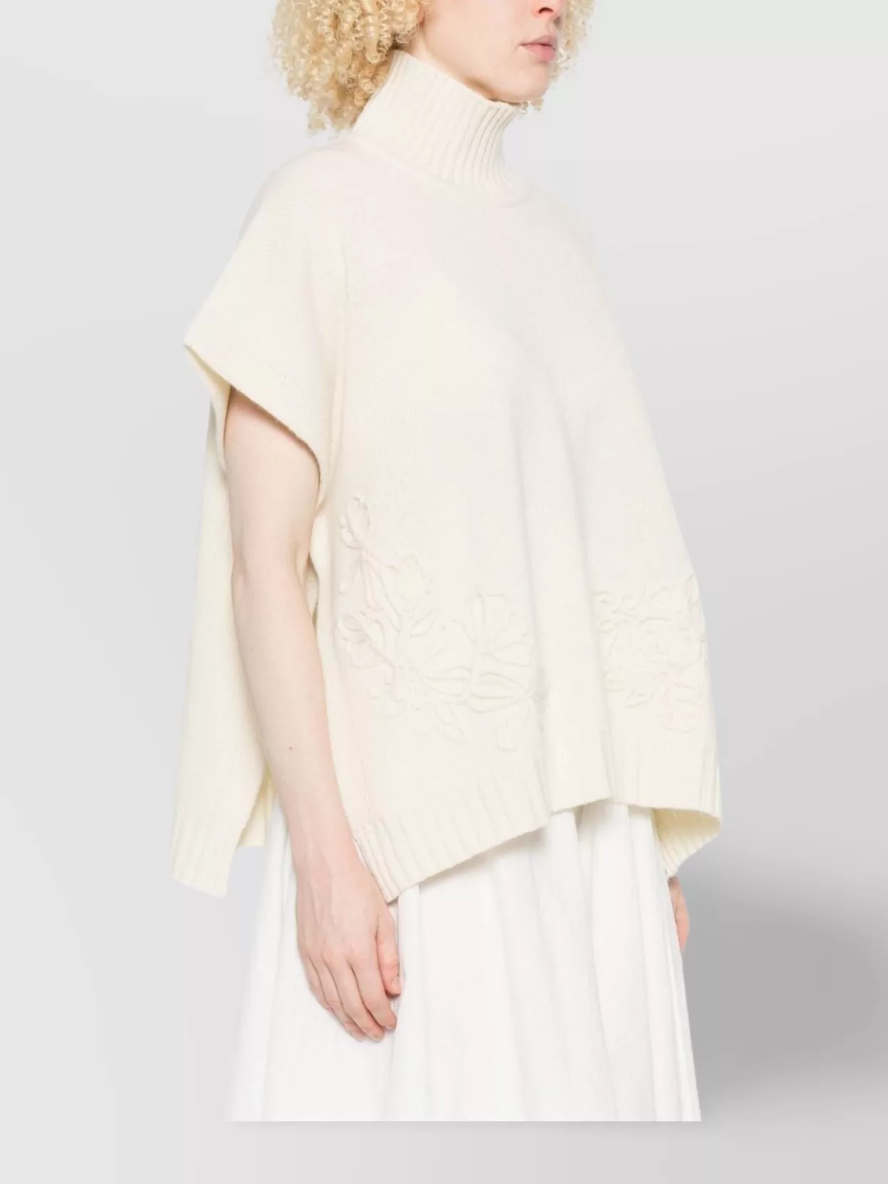 Ermanno Firenze High Neck Knitwear With Embroidered Ribbed Hem