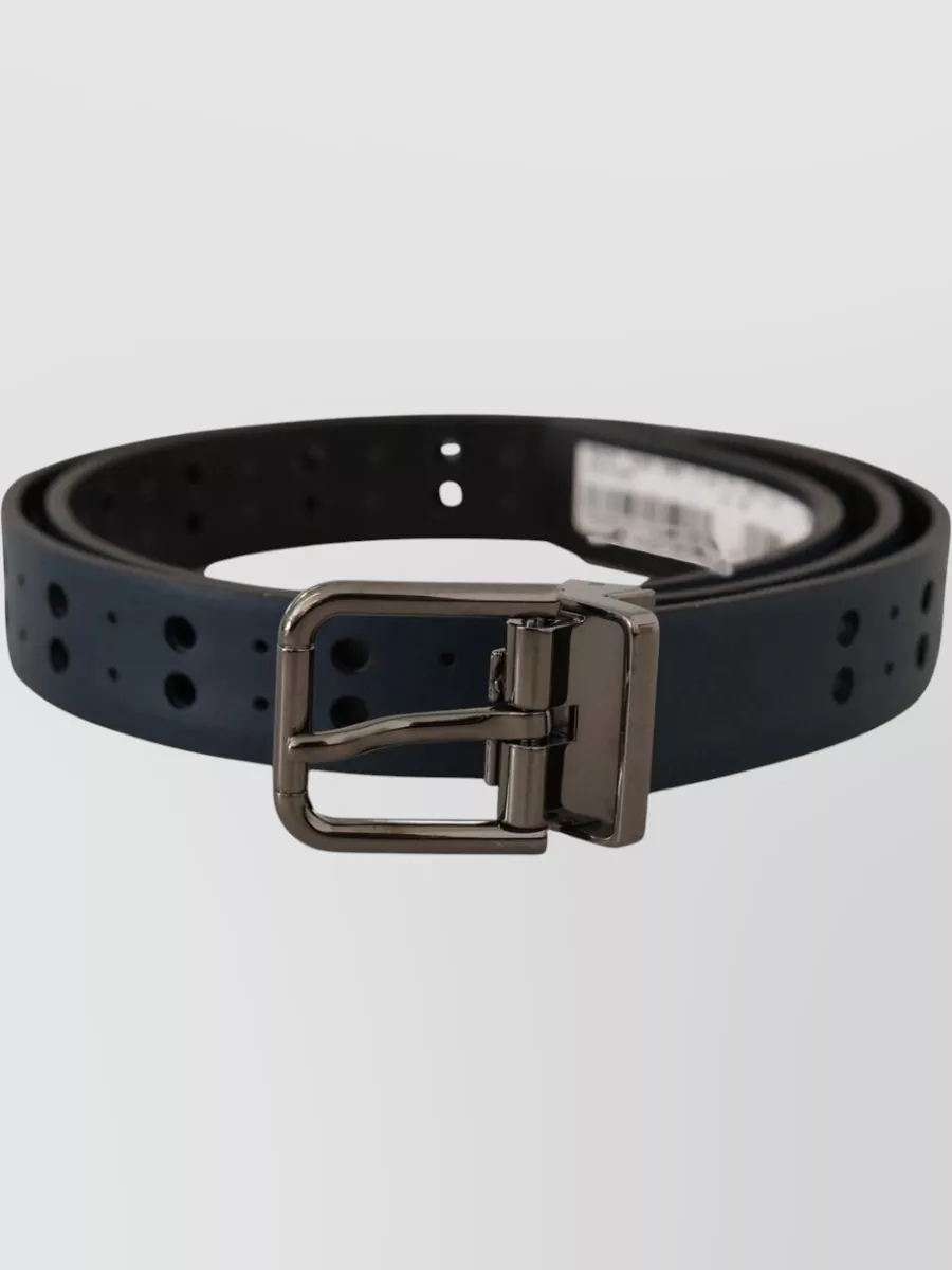 Dolce&Gabbana Perforated Skinny Leather Belt