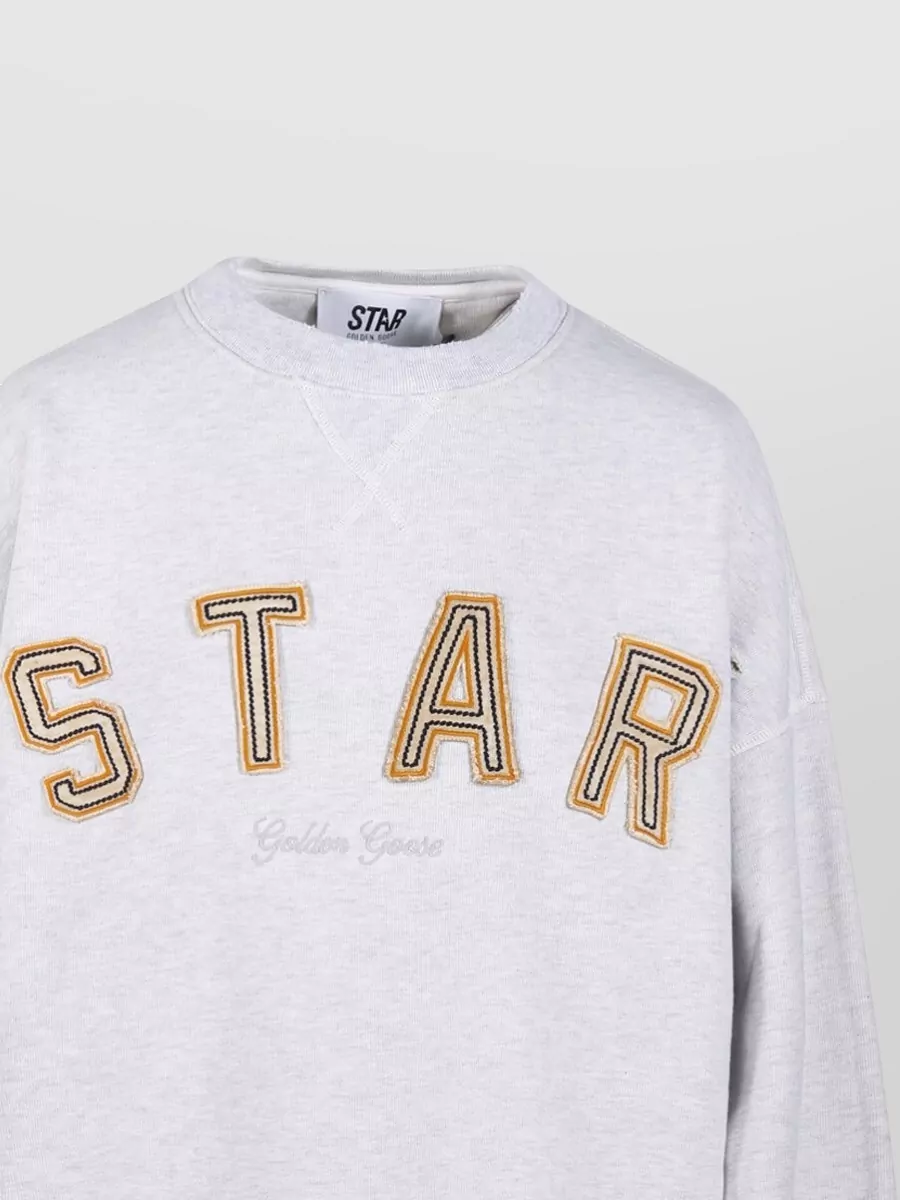 Golden Goose Unisex Crew Neck Sweatshirt Oversized Ribbed Cuffs