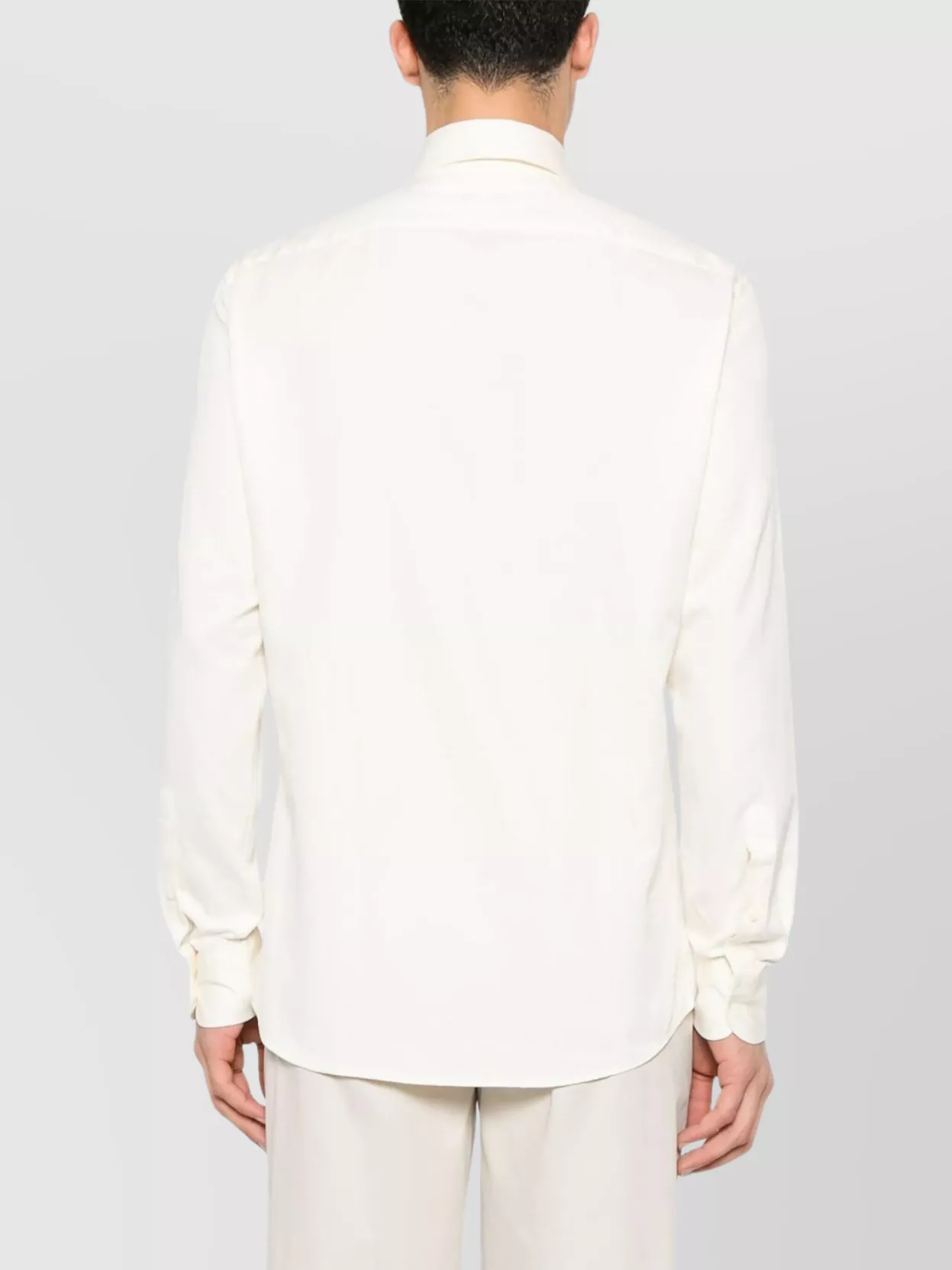 Zegna Button-Down Collar Long Sleeve Shirt With Curved Hem