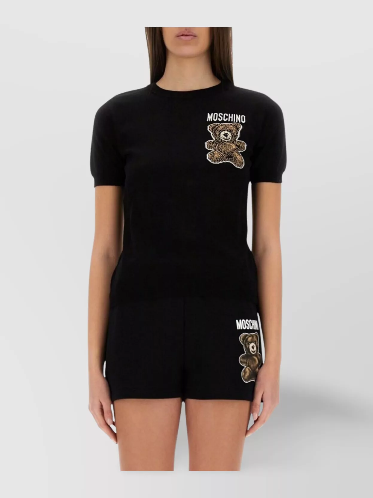 Moschino Bear Motif Crew Neck Short Sleeves