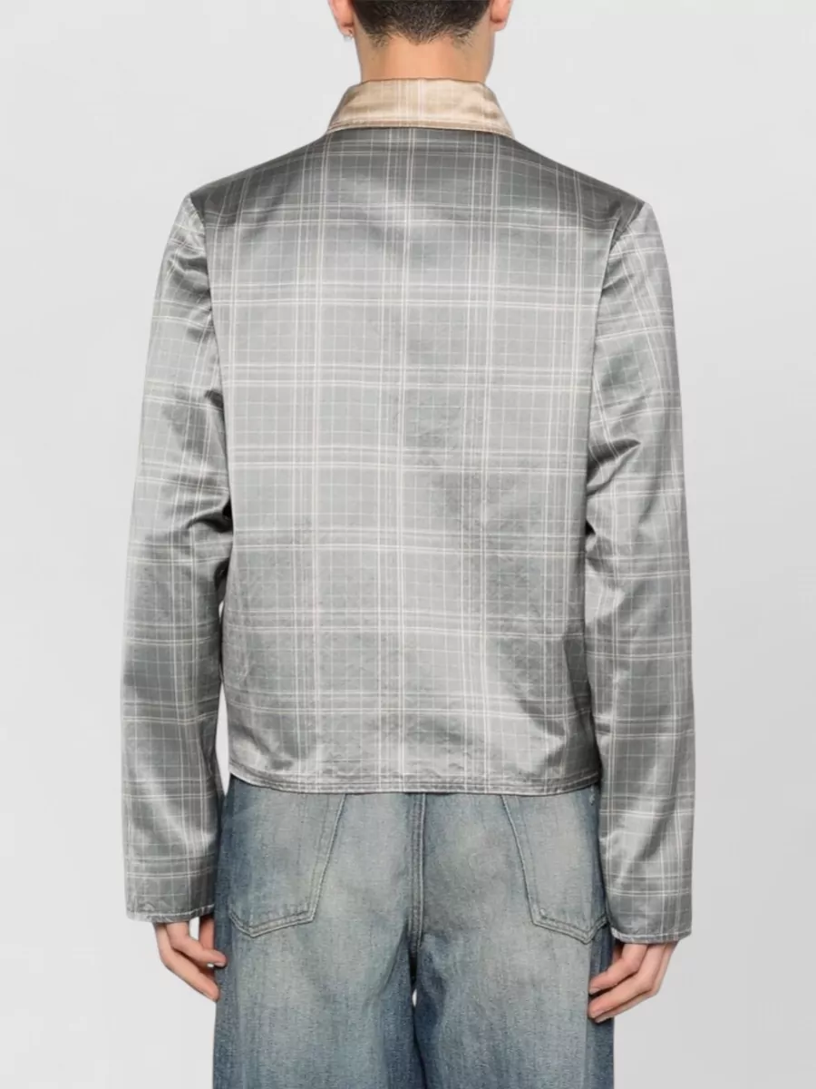 Diesel Checked Jacket Contrasting Collar Satin Finish