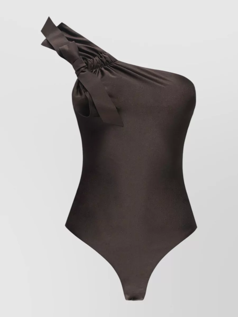 Zimmermann One-shoulder halterneck gathered one-piece swimsuit