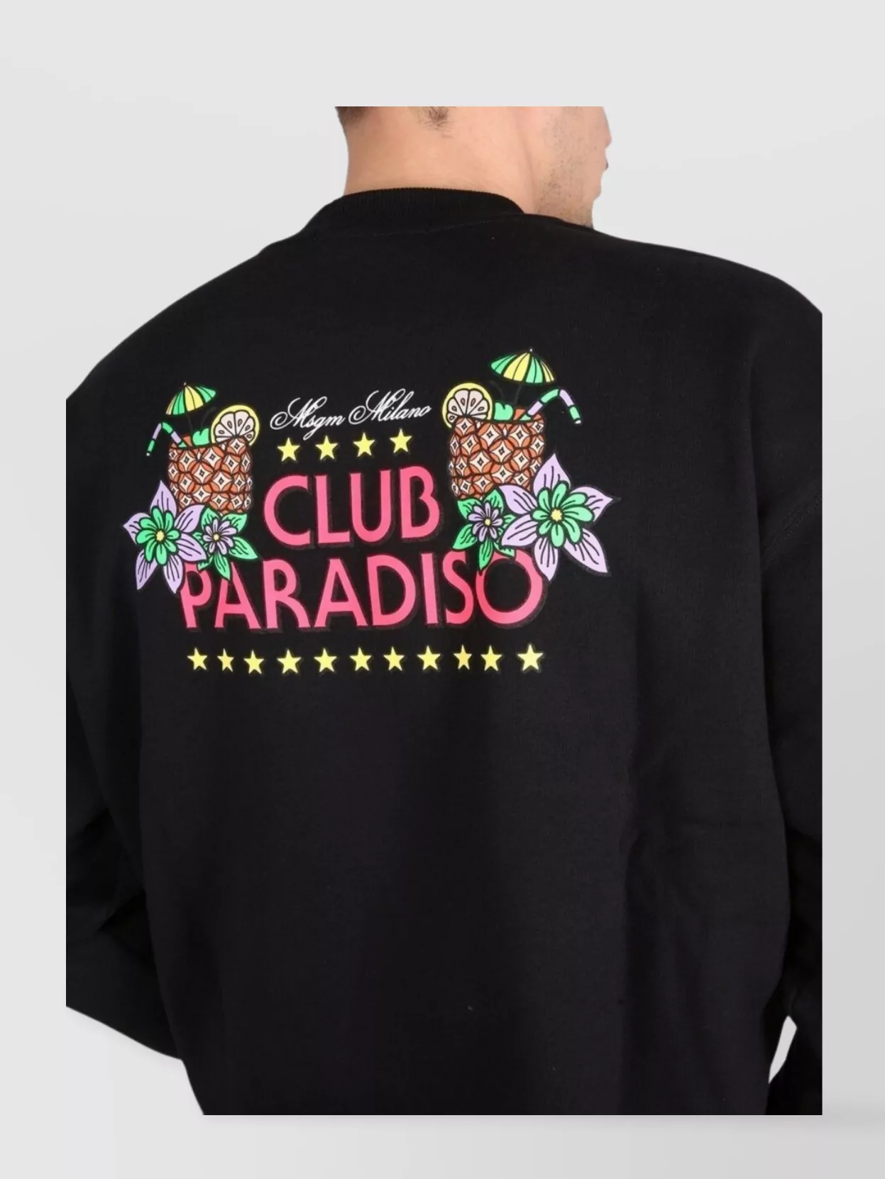 Msgm Black Sweatshirt With Front And Back Logo Print
