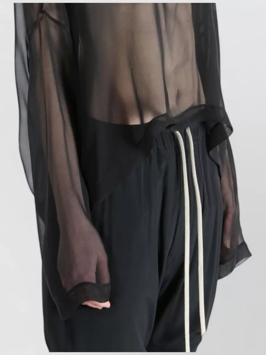 Rick Owens Long Sleeve Sheer Top High Low Hem