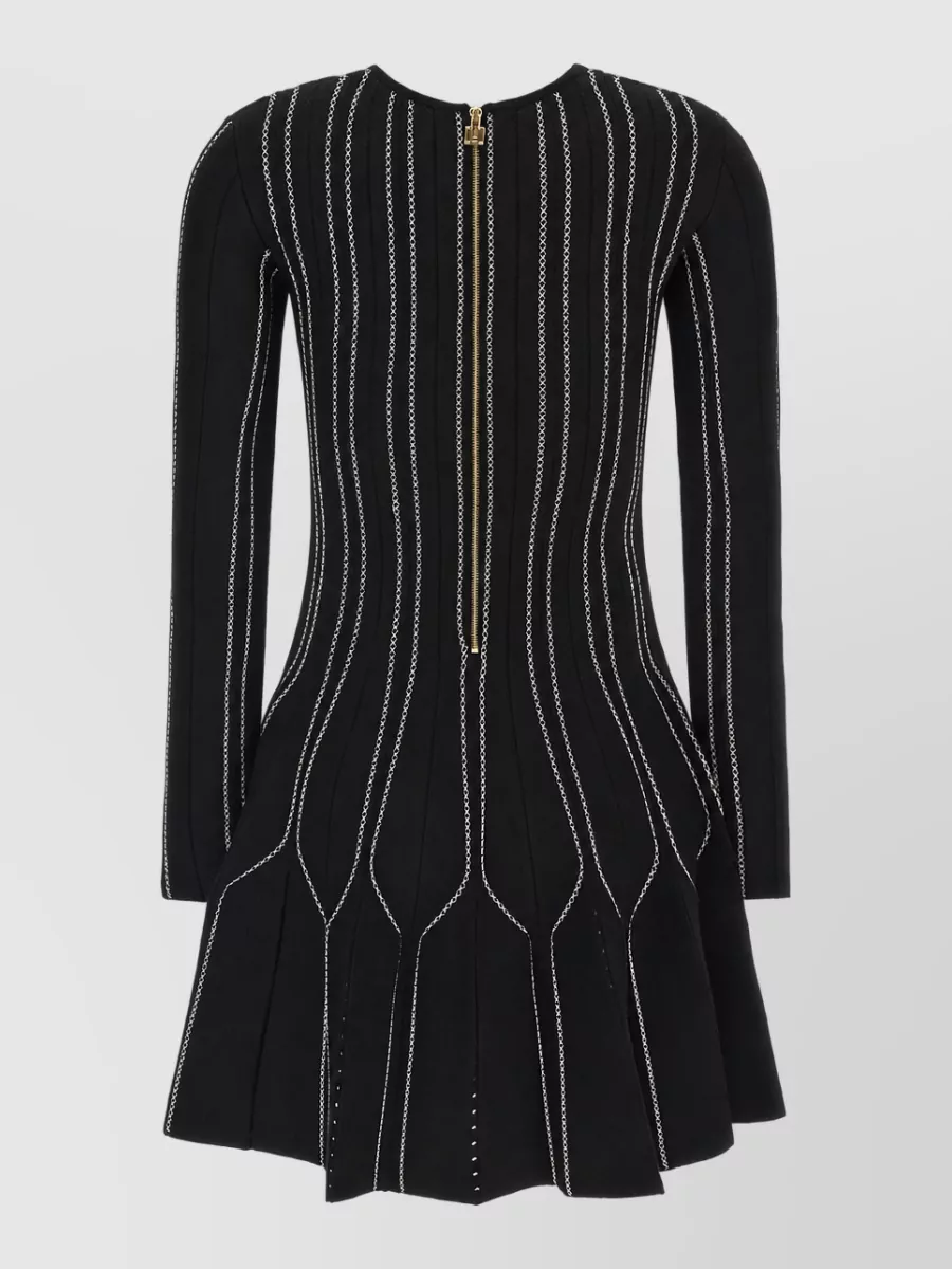 Elisabetta Franchi Origami Knit Long-Sleeve Mini Dress