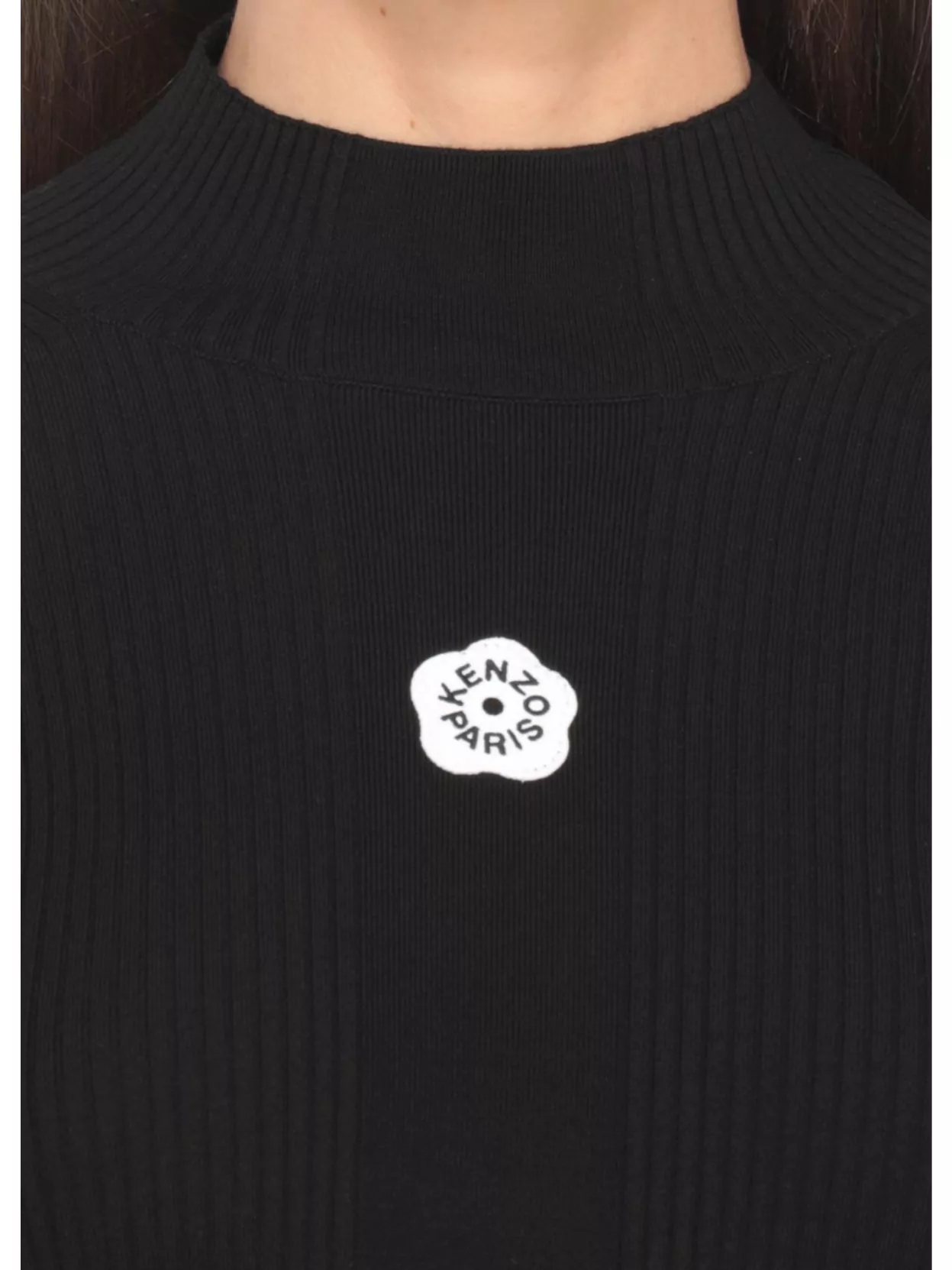 Kenzo Slim-Fit High-Neck Embroidered Knitted Top