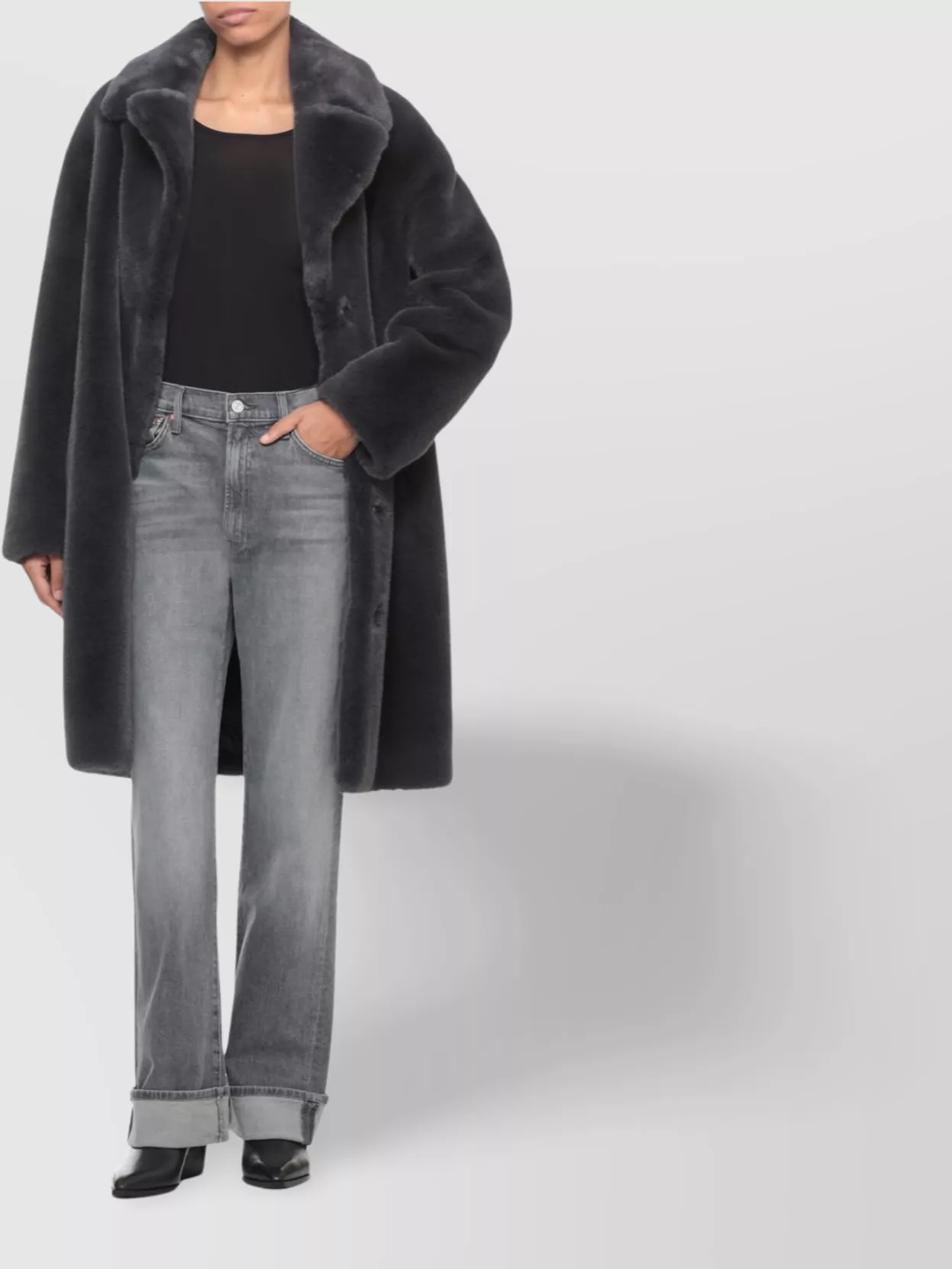 Mother Wide-Leg Cotton Jeans Cuffed