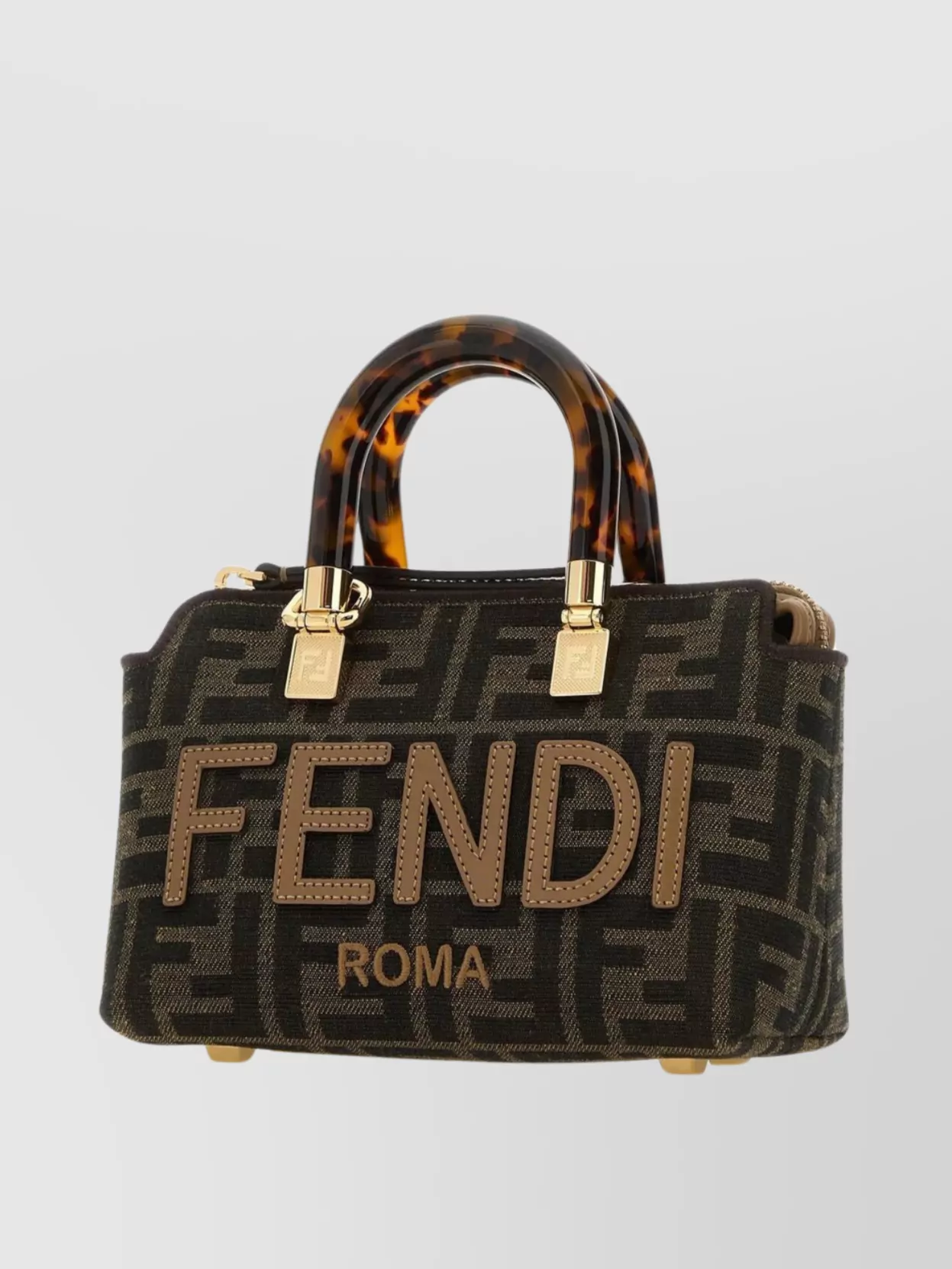 Fendi Embroidered Fabric Mini Handbag In Burgundy