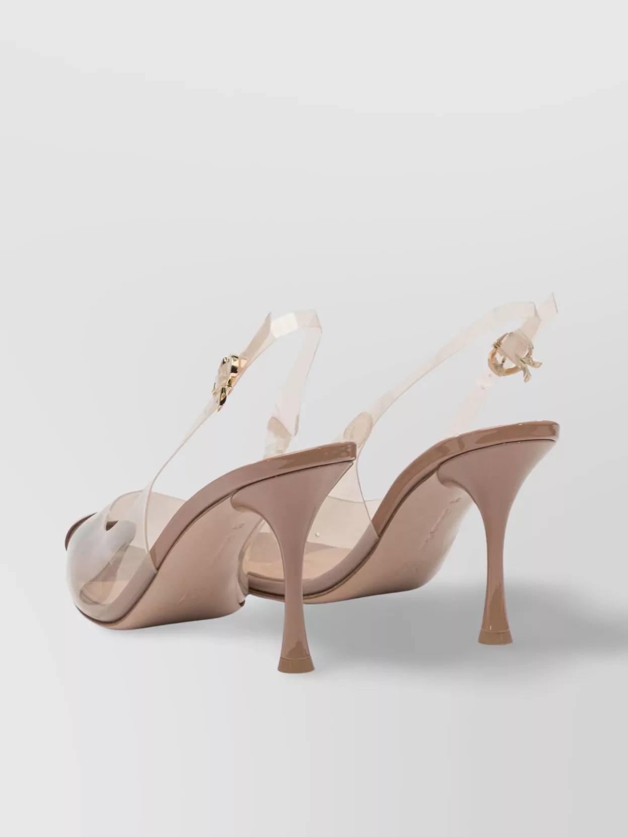 Gianvito Rossi Transparent Pointed Toe Pumps With Buckle Detail In Pink