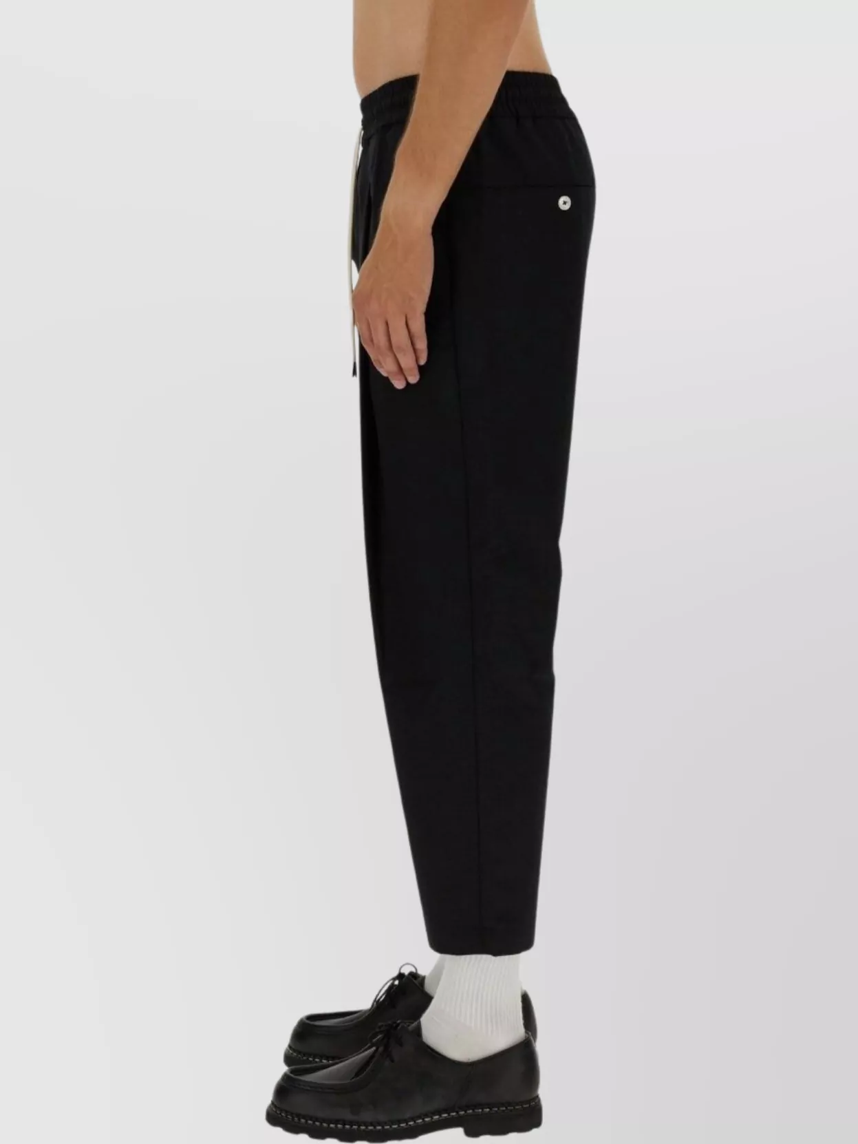 Drôle De Monsieur Black Carrot Pants With Drawstring In Wool Blend Man