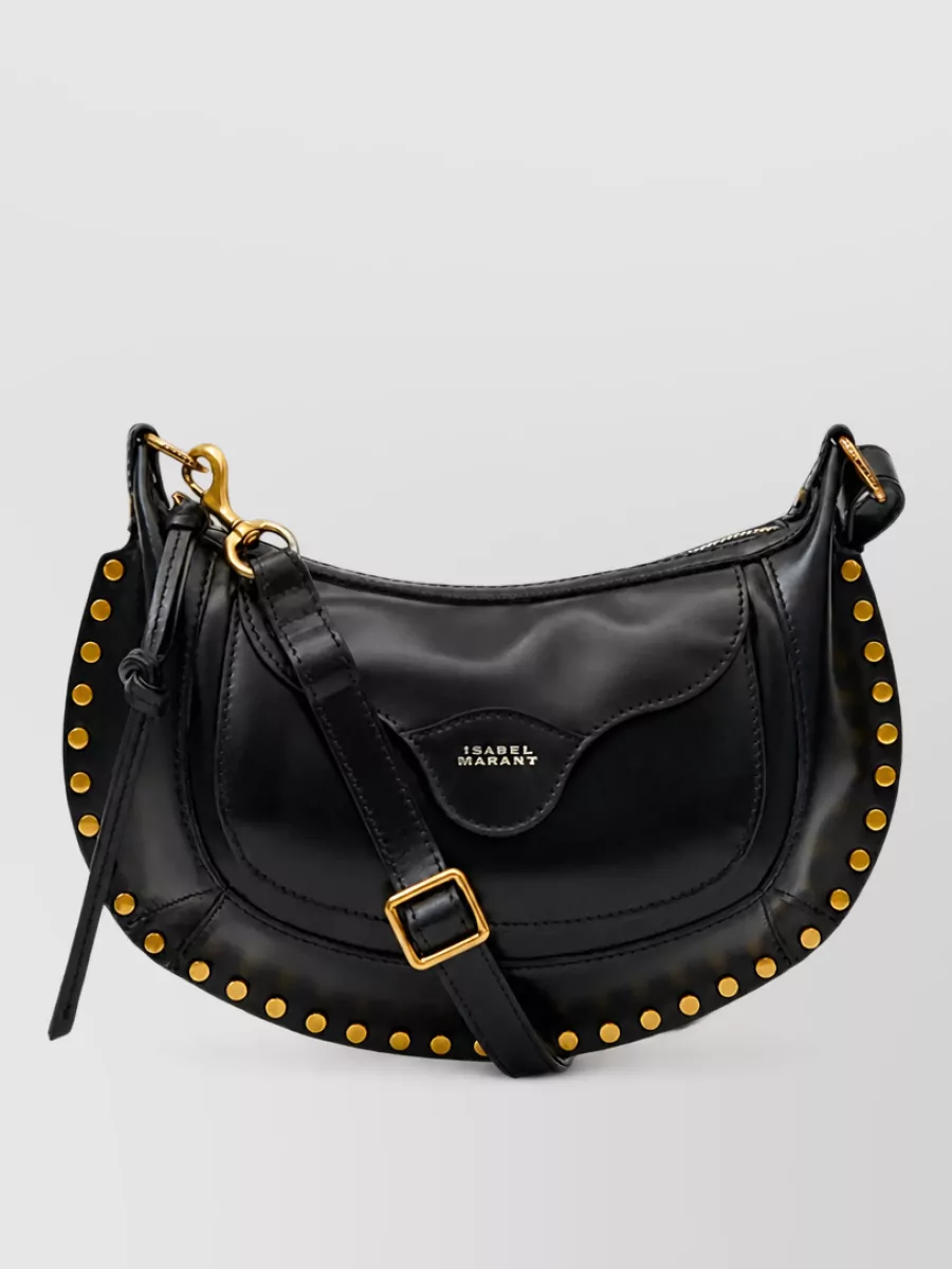Isabel Marant Oskan Moon Calf Leather Studded Shoulder Bag