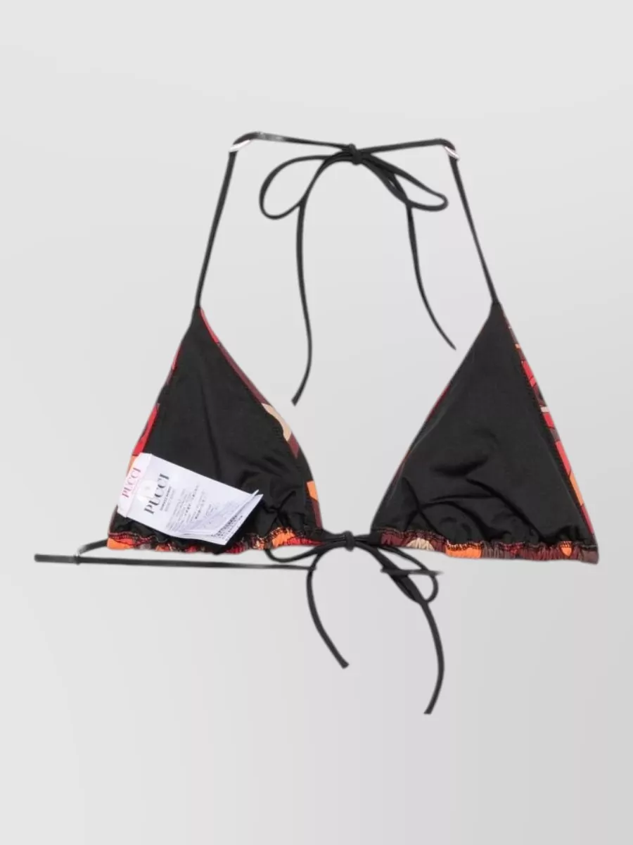 Pucci Printed Gathered Halterneck Triangle Bikini Top