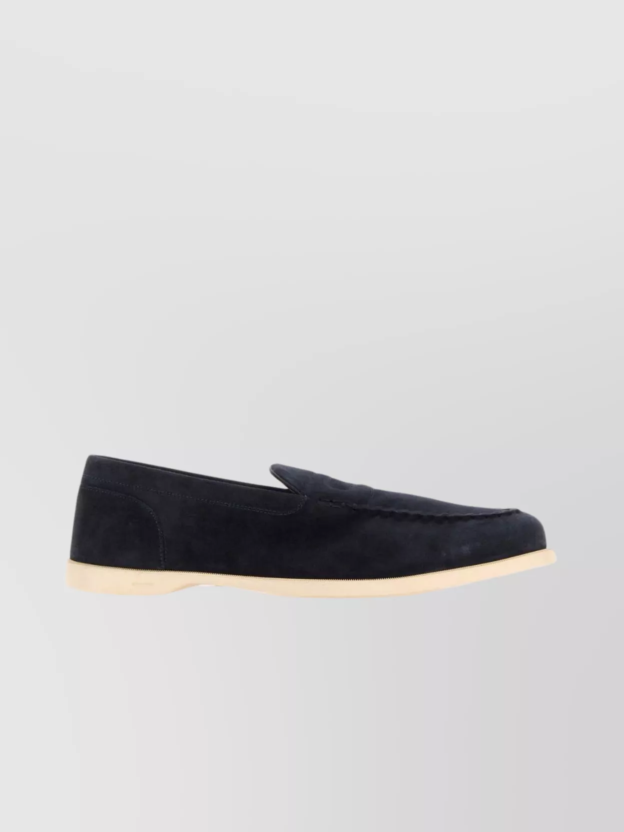 Shop John Lobb Navy Blue Suede Pace Loafers