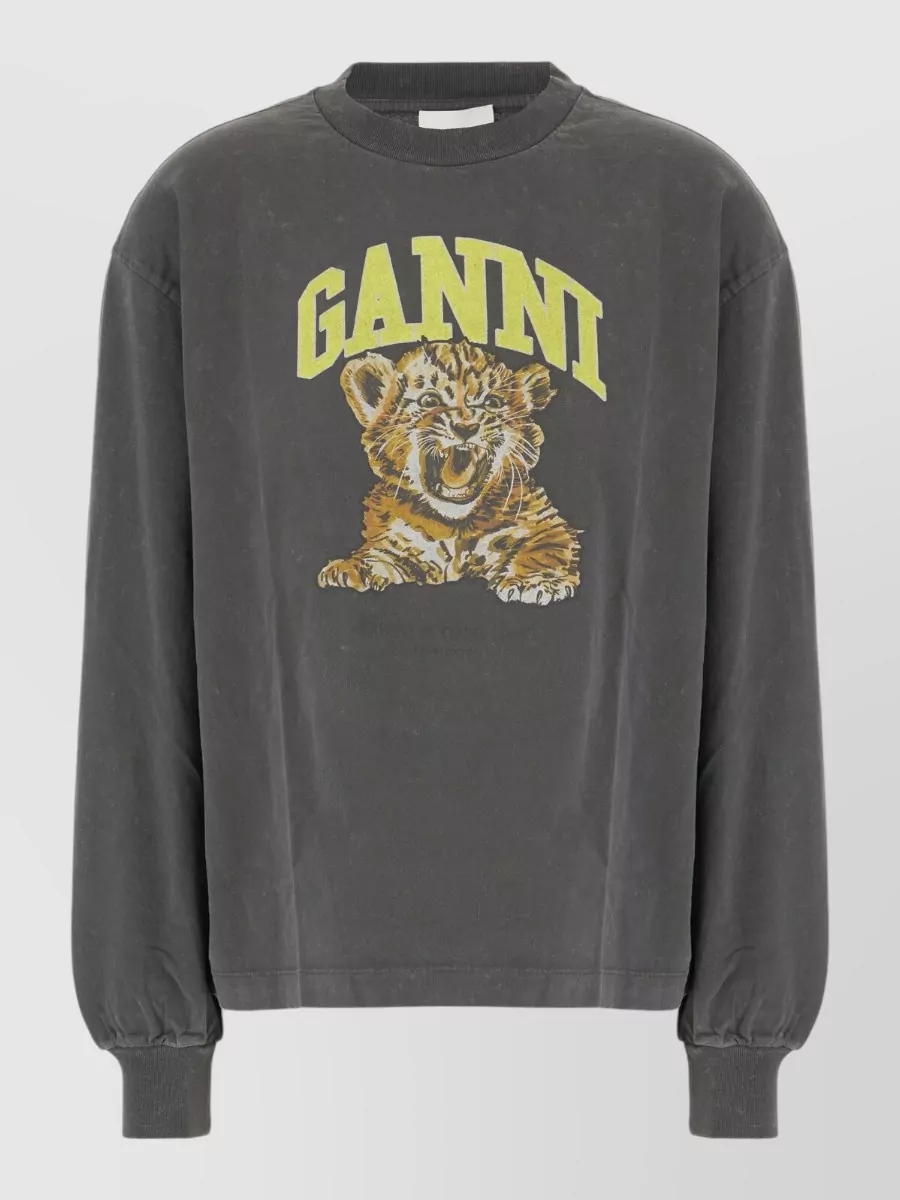 Ganni printed cotton sweatshirt