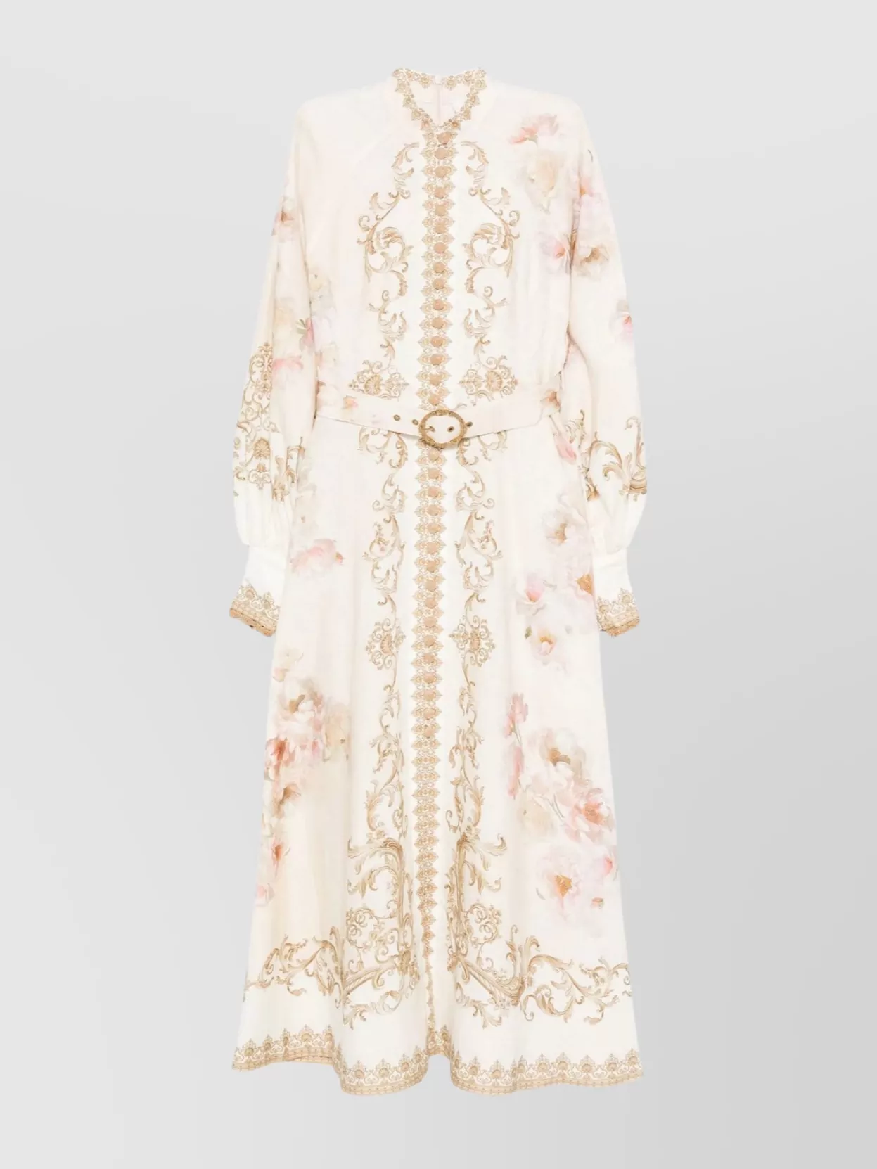 Zimmermann Linen Printed Belted Midi Dress