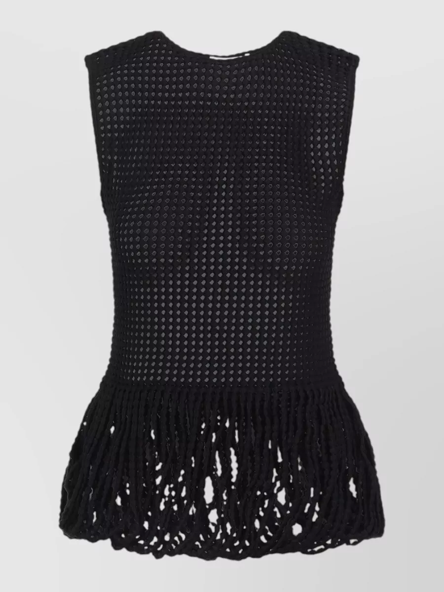 Alaïa mesh peplum sleeveless knitted top