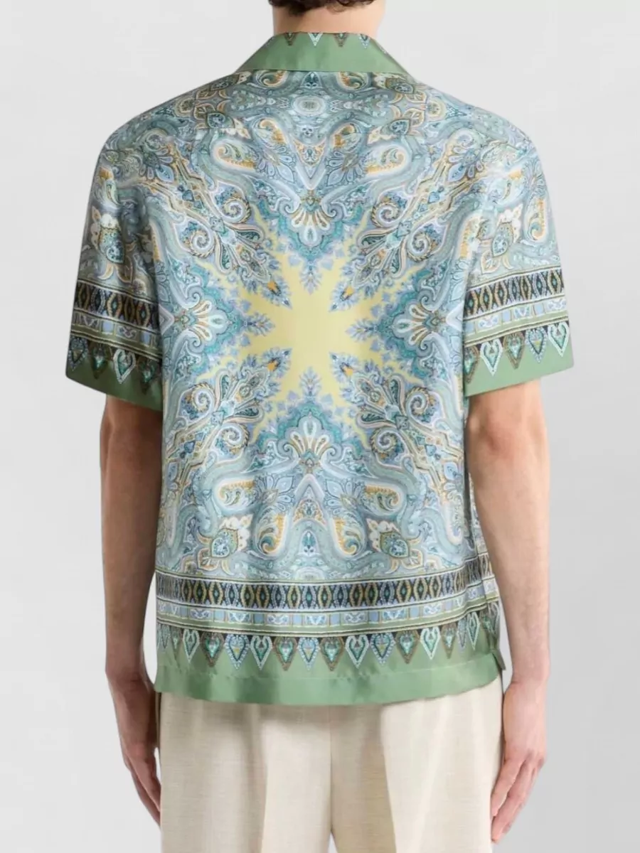 Etro Silk Paisley-Print Short-Sleeve Bowling Shirt