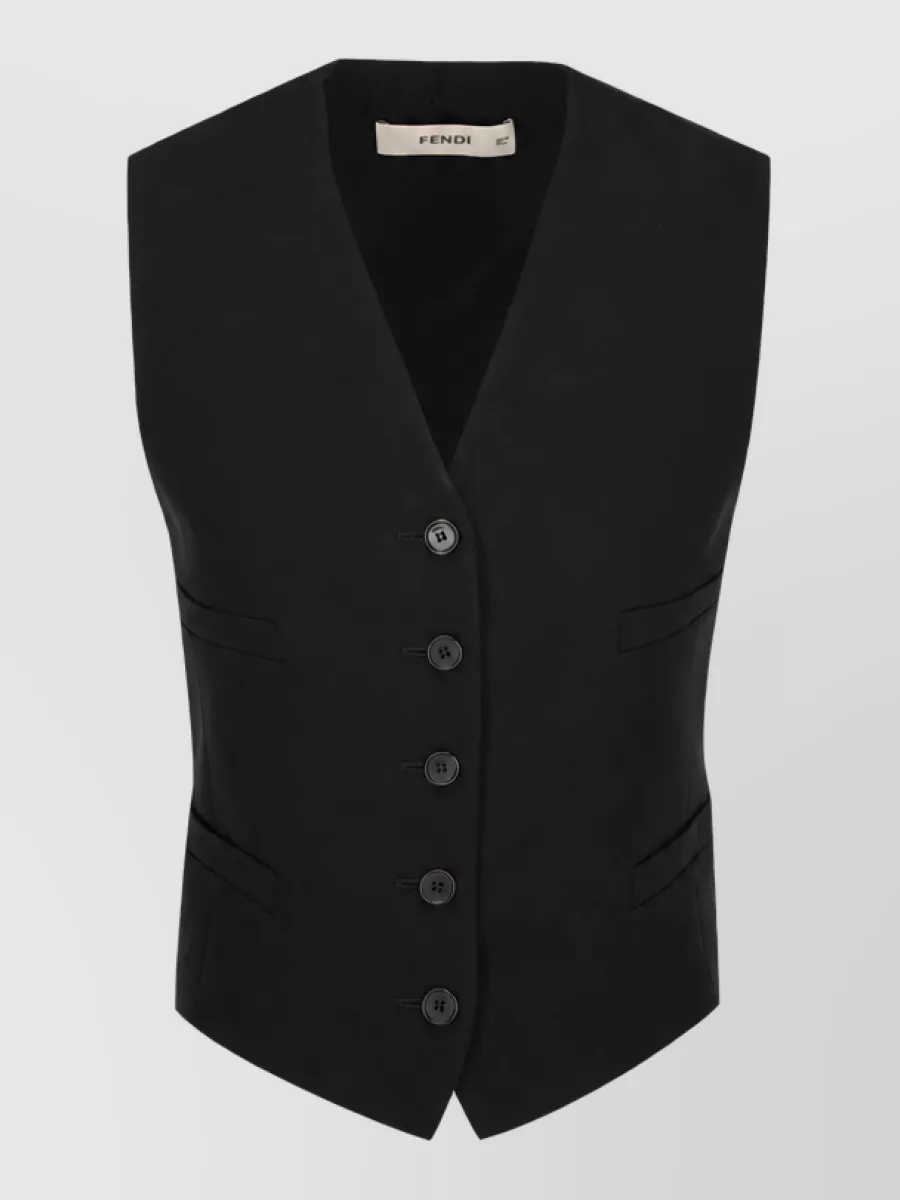 Fendi silk blend v-neck sleeveless vest