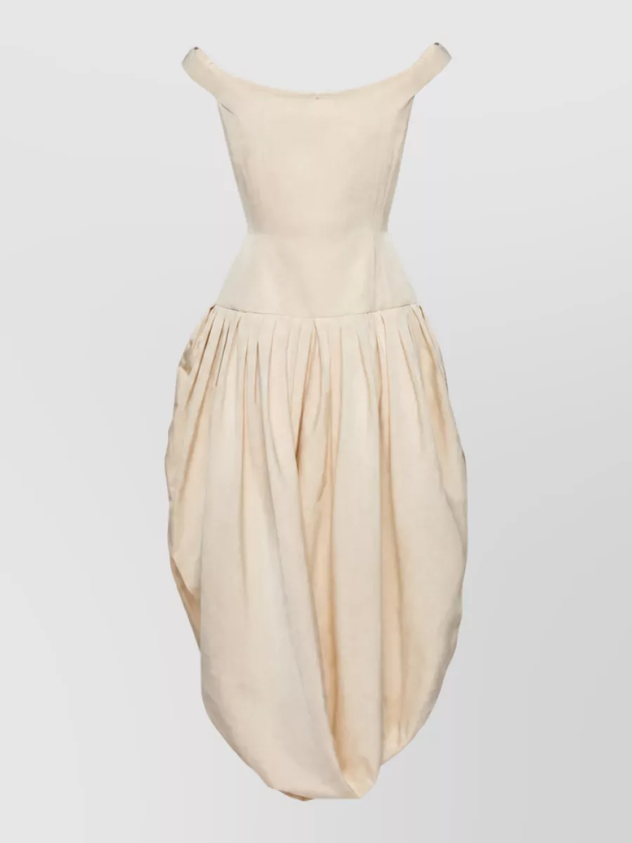 Magda Butrym Silk Off-Shoulder Draped Midi Dress
