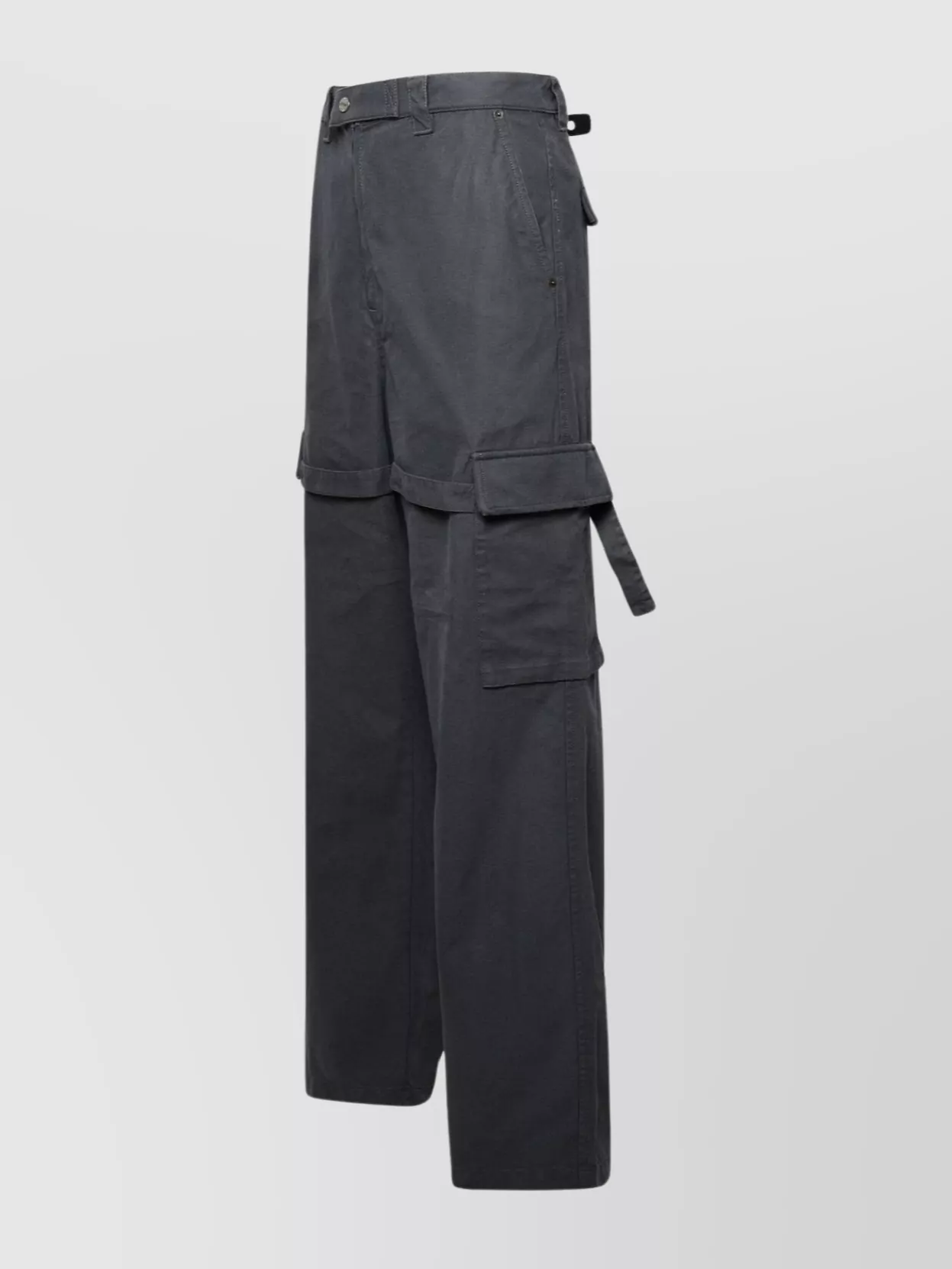 Ambush Cotton Trousers With Cargo Pockets And Wide Leg Cut In Gray