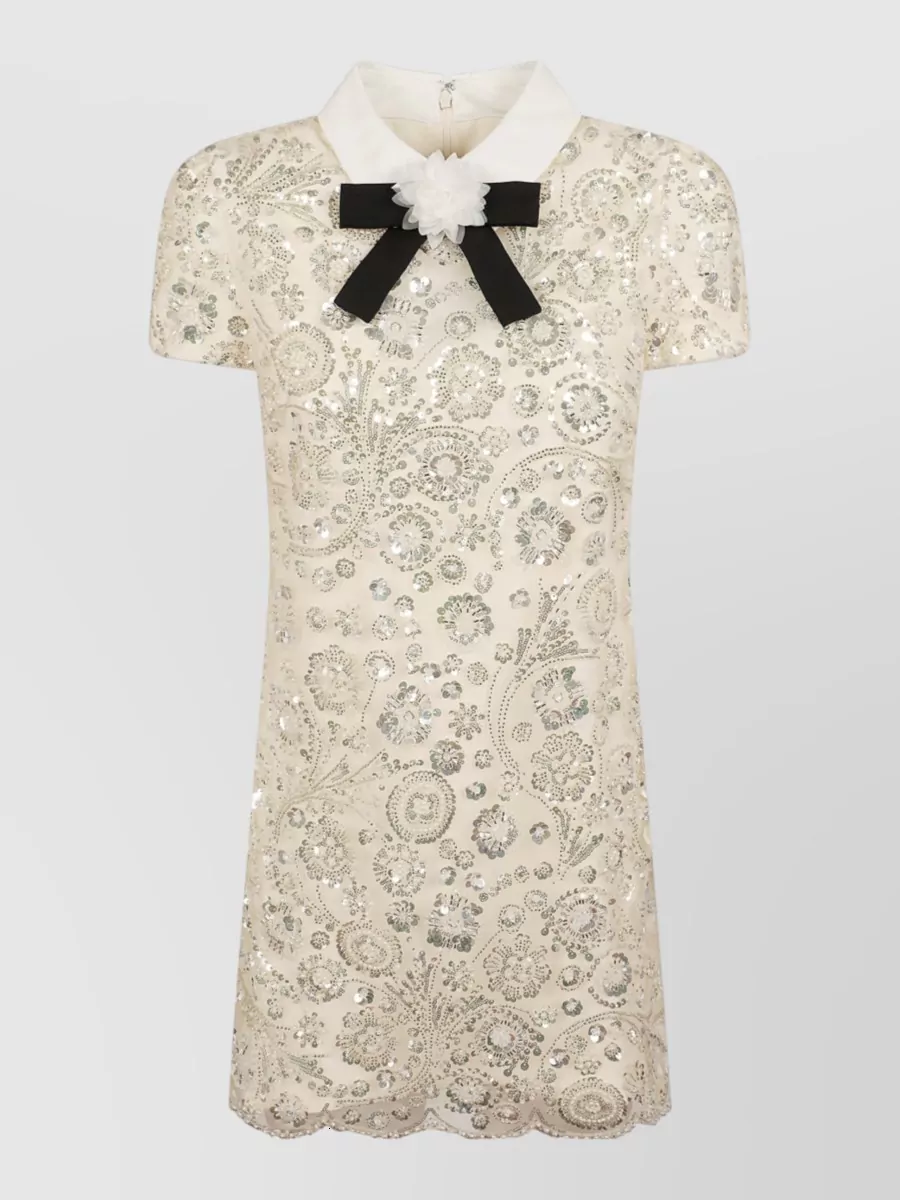 Self-Portrait sequin embellished lace mini dress