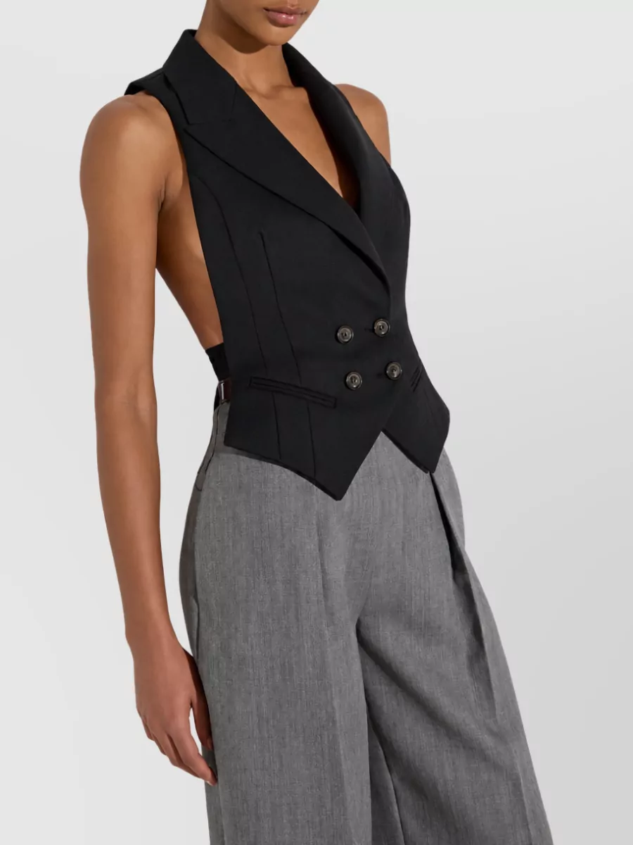 Elisabetta Franchi Wool Fitted Double-Breasted Vest