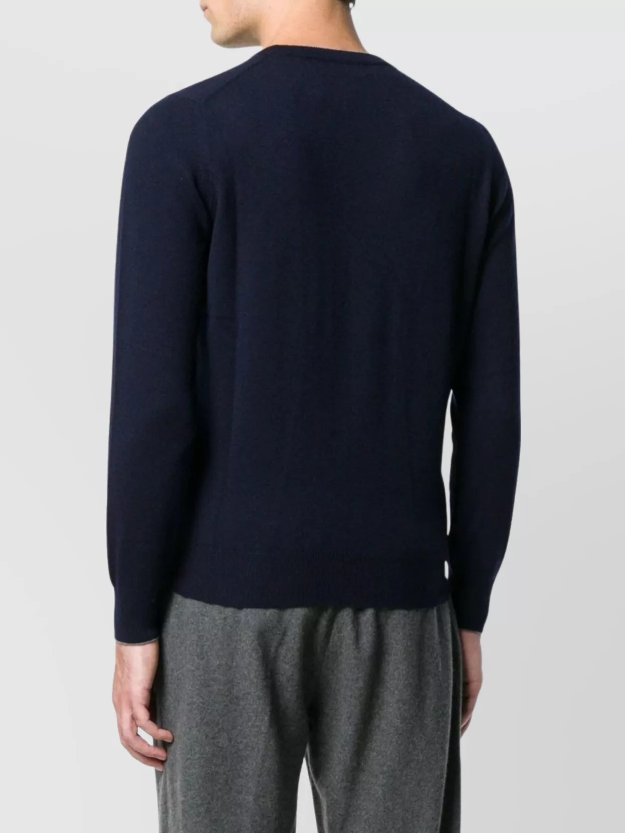 Brunello Cucinelli Cashmere Crewneck Sweater With Ribbed Finish In Blue