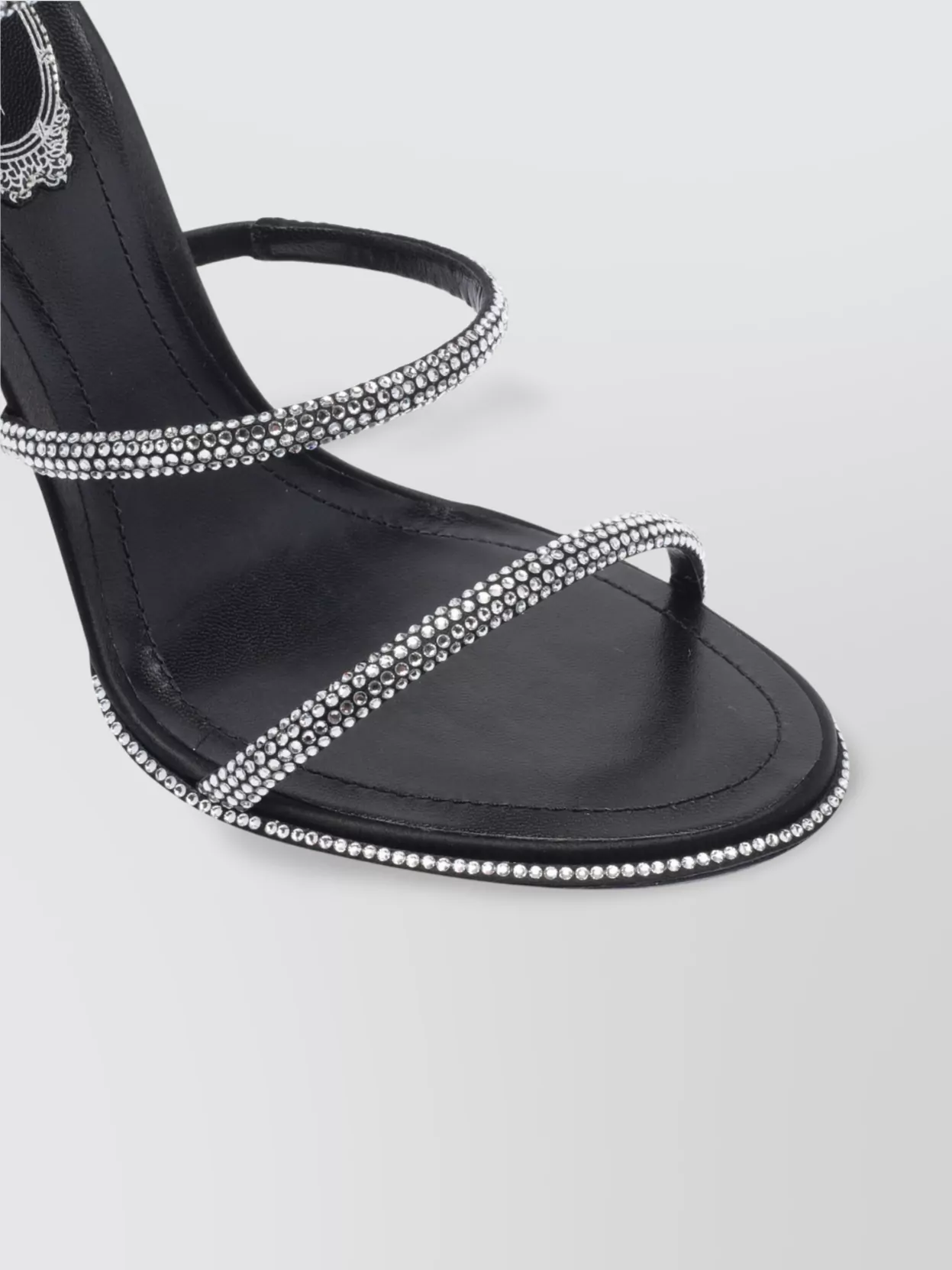 René Caovilla Strappy Leather Sandals Stiletto Heel In Black