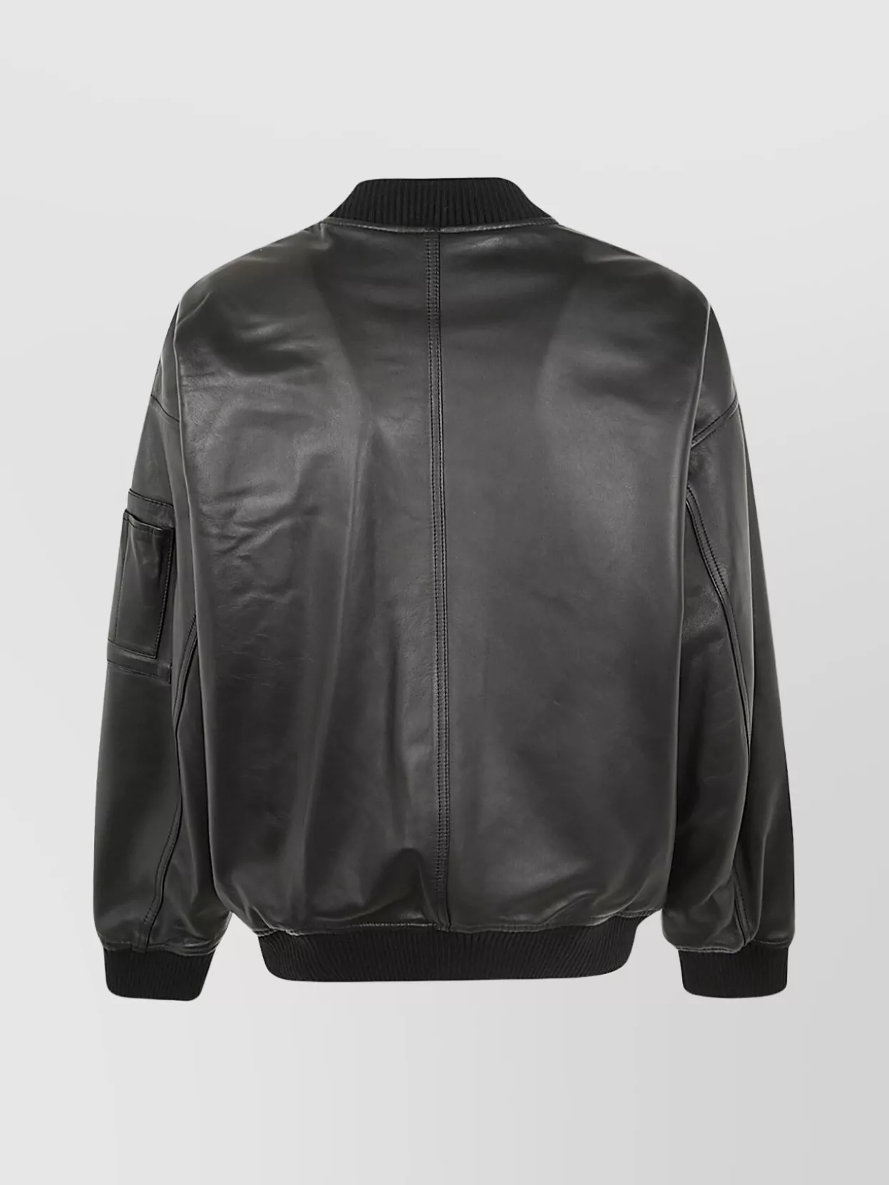Dsquared2 Leather Bomber Jacket With Ribbed Finish In Black