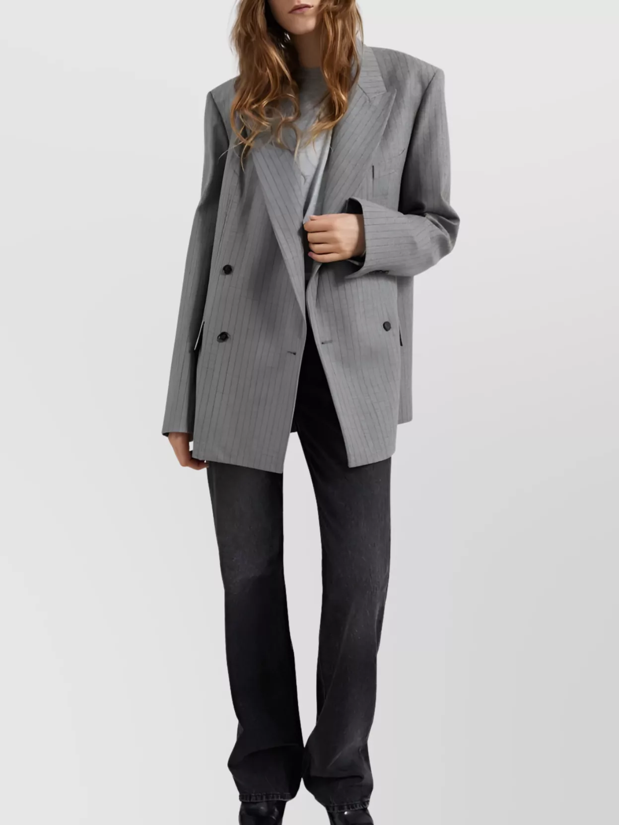 The Frankie Shop Double Breasted Pinstripe Blazer In Multi