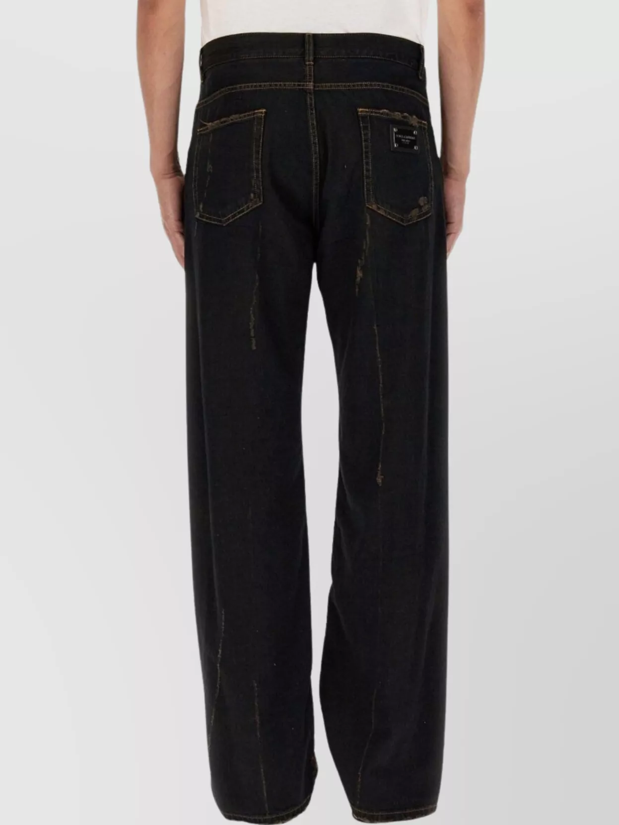 Dolce&Gabbana Distressed Denim Trousers With Belt Loops And Contrast Stitching