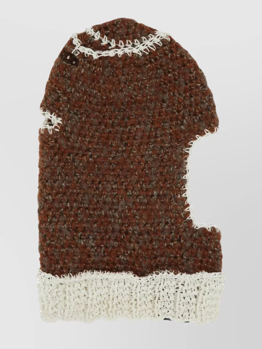 Shop Vitelli Contrasting Trimmings Knitted Balaclava In Brown