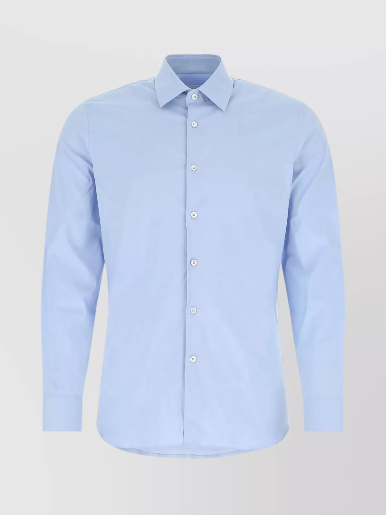 Shop Prada Stretch Poplin Shirt With Rounded Hemline