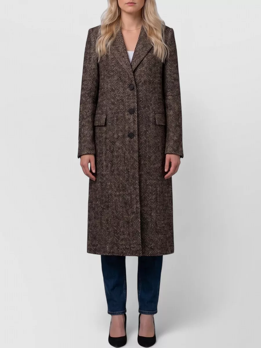 Tagliatore wool herringbone single-breasted coat