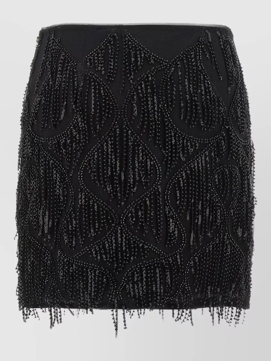 Rotate Birger Christensen beaded fringe mini skirt
