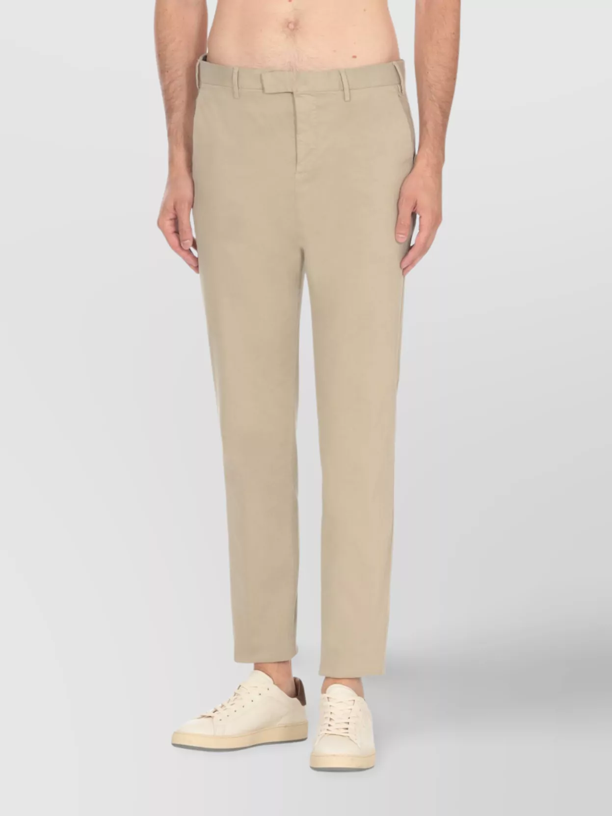 Pt Torino Cotton Trousers With Belt Loops And Pockets