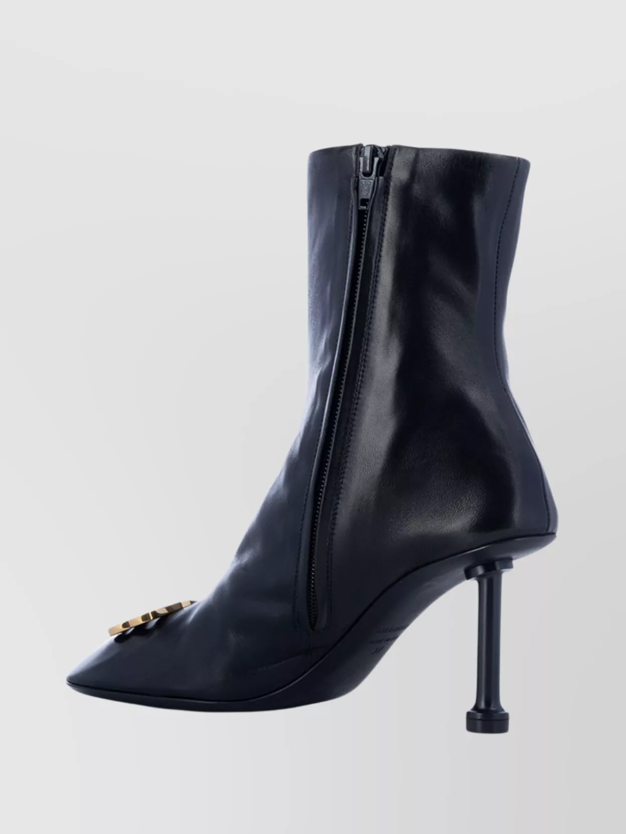 BALENCIAGA HEELED BOOTS WITH METALLIC EMBELLISHMENT AND POINTED TOE