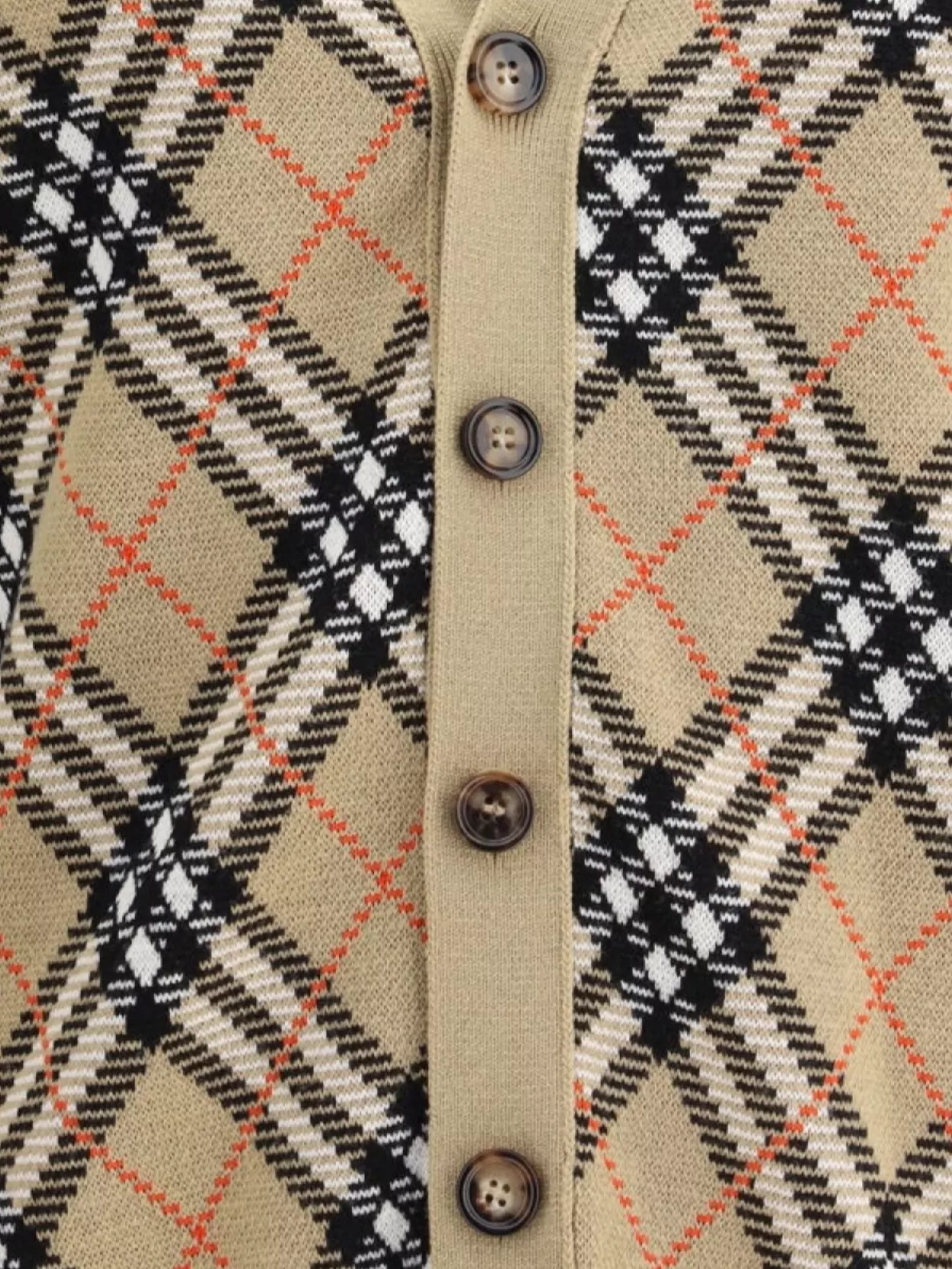 Burberry Check Pattern Wool Cardigan