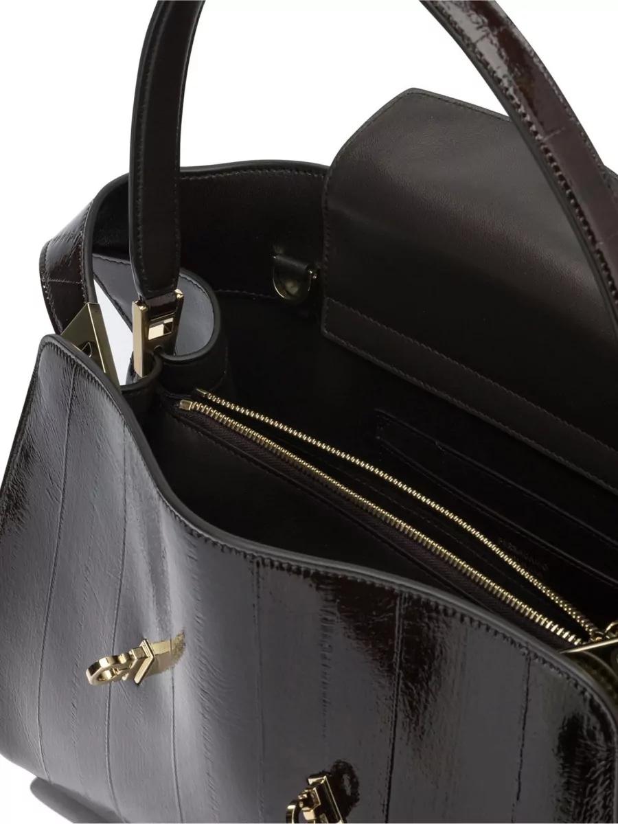 Ferragamo Shoulder Bag Structured Shape Glossy Finish