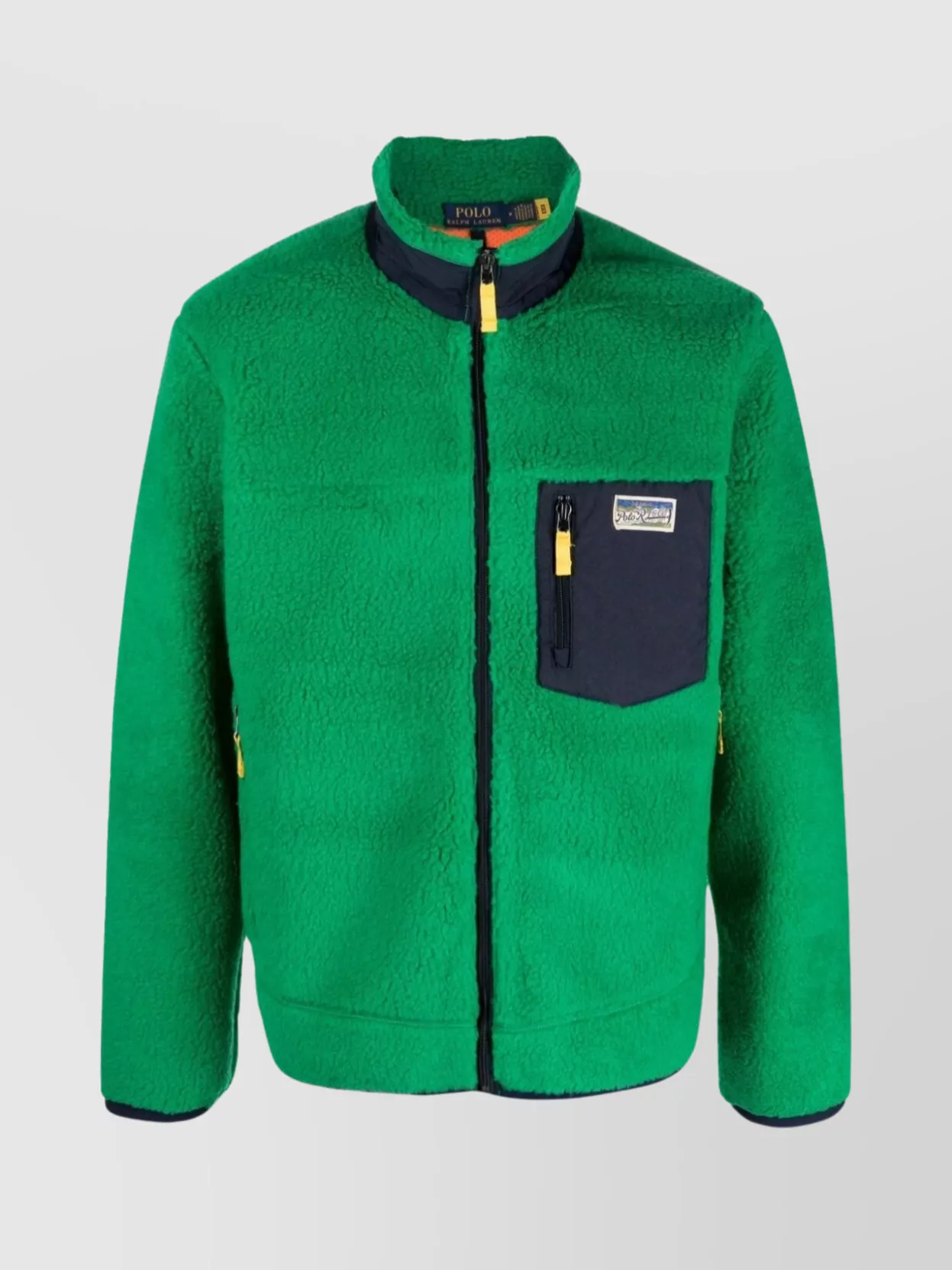 Shop Polo Ralph Lauren Fleece Mockneck Sweater With Zip Pocket In Green