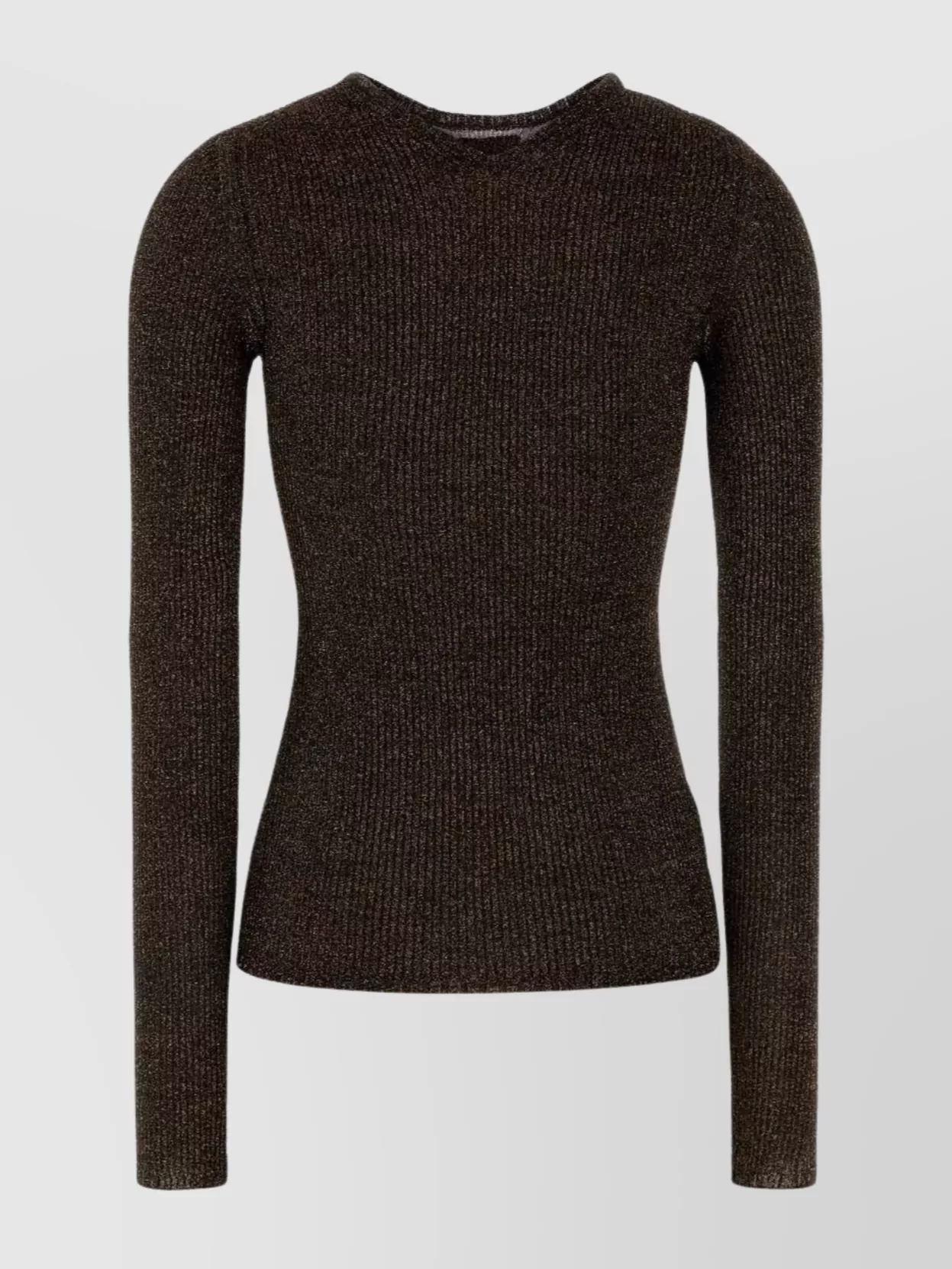 Miu Miu Long Sleeve Fitted Crew Neck T-shirt In Brown